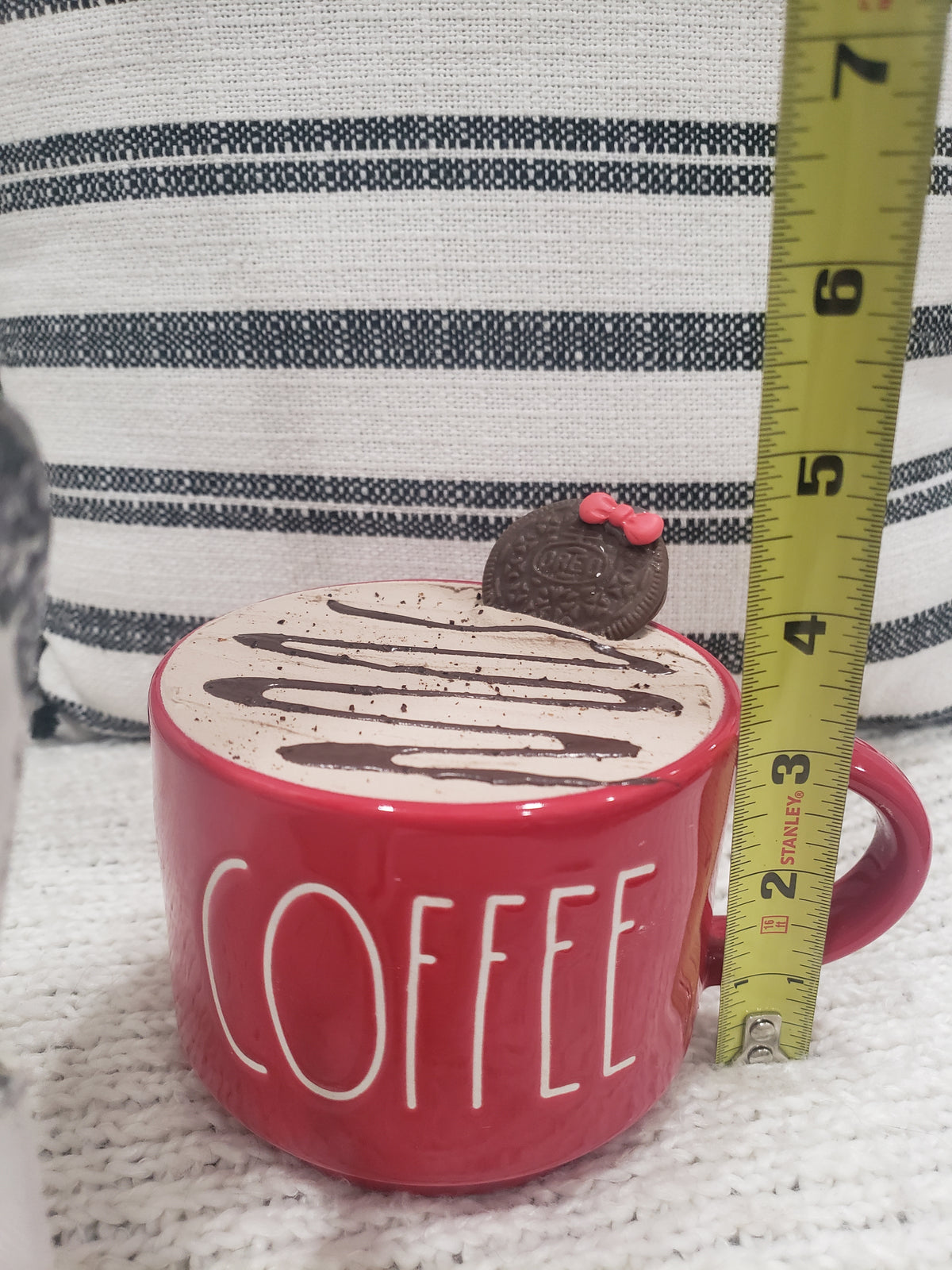 Rae Dunn &quot;Coffee&quot; Red Mug &amp; Pip Posh Design Faux Sweet Décor Hot Chocolate Oreo Cookie Topper Collection