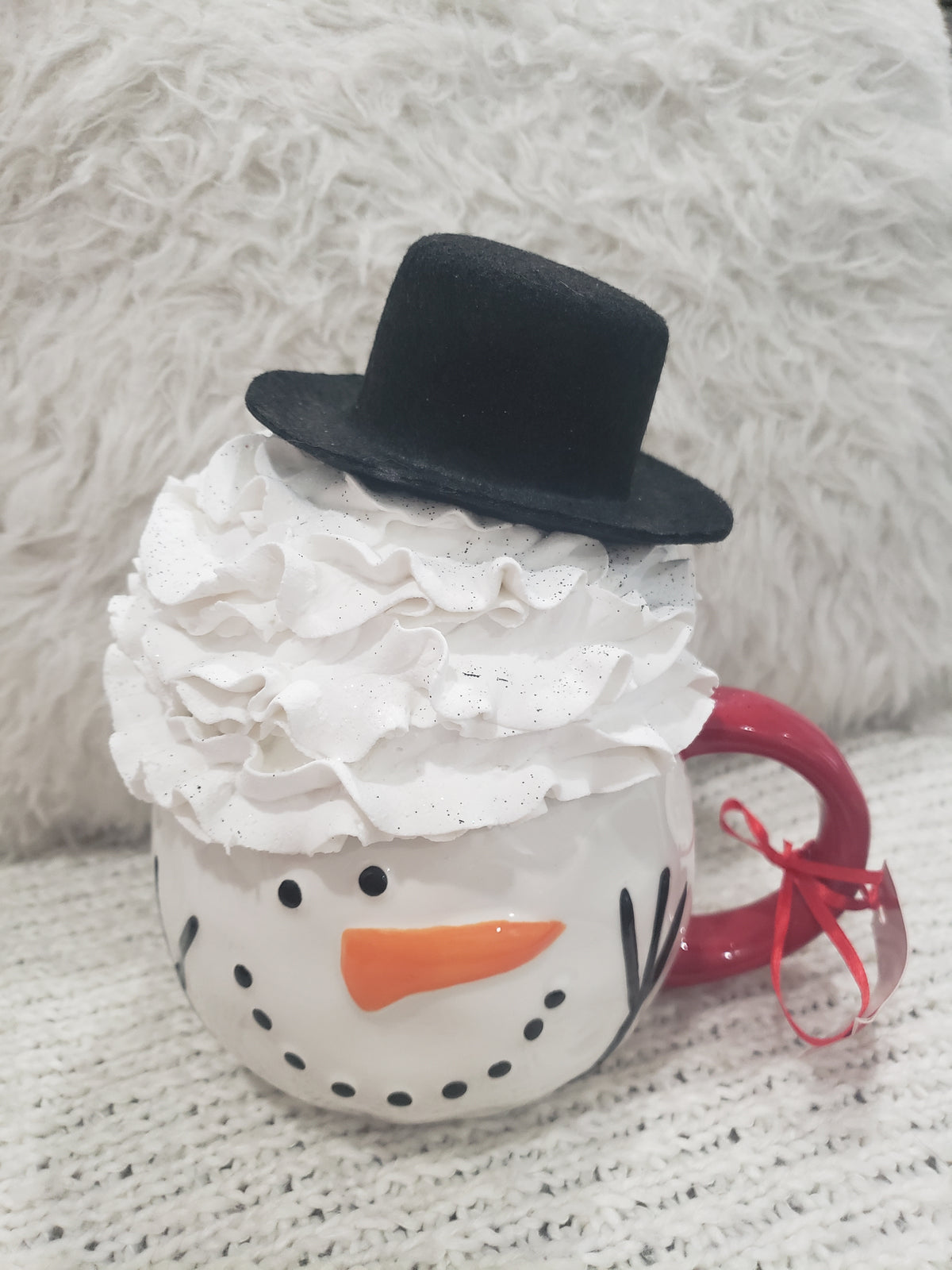 Pip Posh Design Faux Sweet Décor Snowman Mug &amp; Whipped Top Hat Topper Holiday Collection