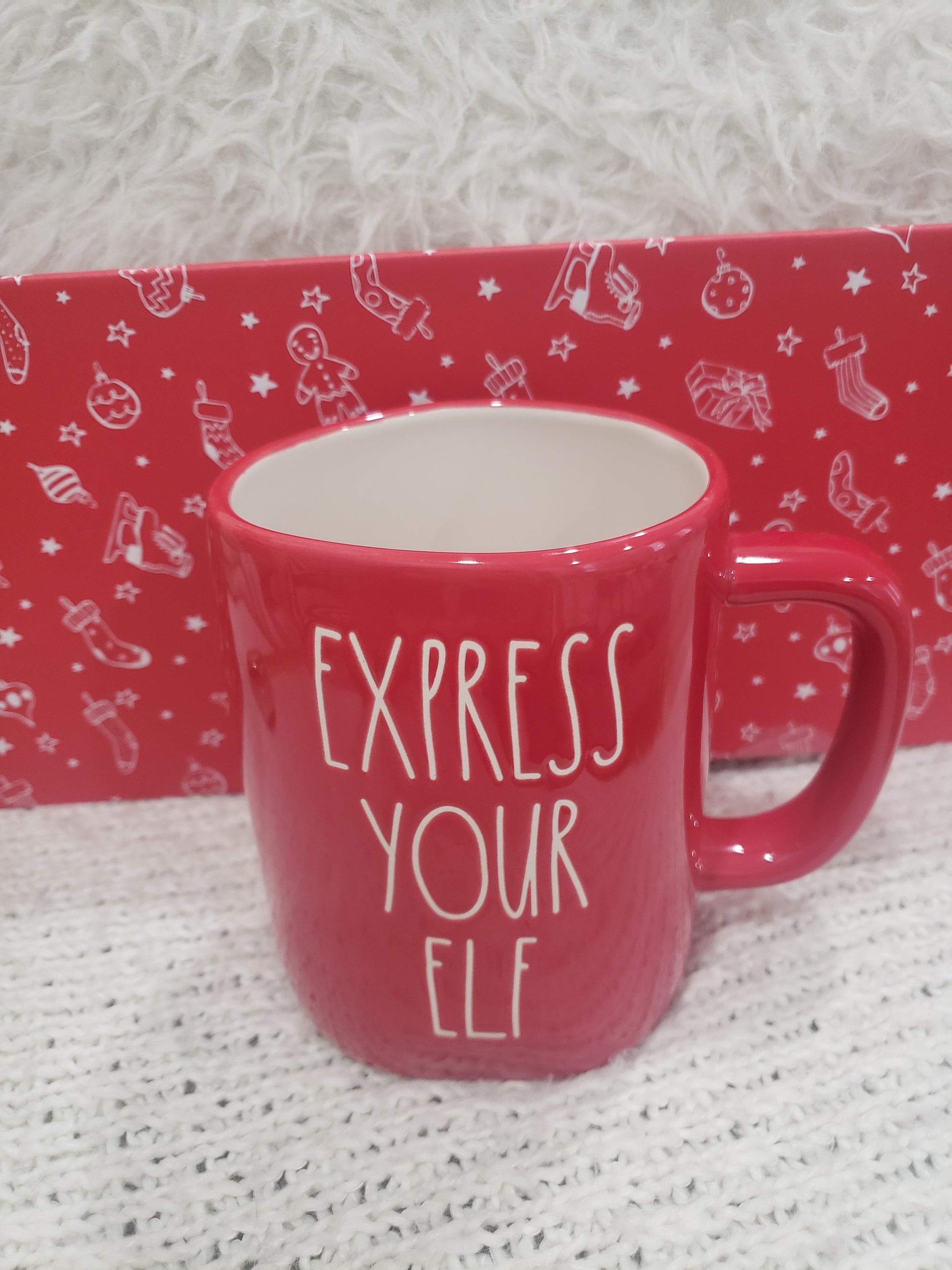 Rae Dunn "Express Your Elf " Red Mug Holiday Collection