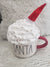 Rae Dunn "Santa" Double Sided Mug & Pip Posh Faux Décor White Whipped Santa Hat Topper Holiday Collection