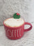 Rae Dunn "Coffee" Red Mug & Pip Posh Design Faux Sweet Décor Frothy Coffee Oreo Cookie Topper Holiday Collection