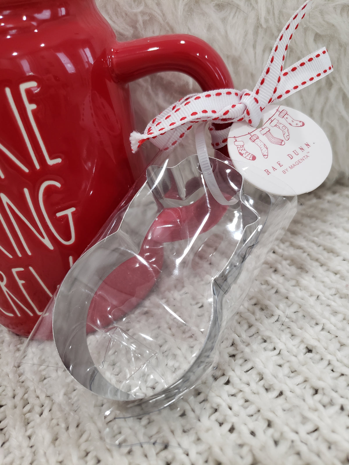 Rae Dunn &quot;Cookie Baking Crew&quot; Red Mason Jar Mug &amp; Snowman Cookie Cutter Holiday Collection