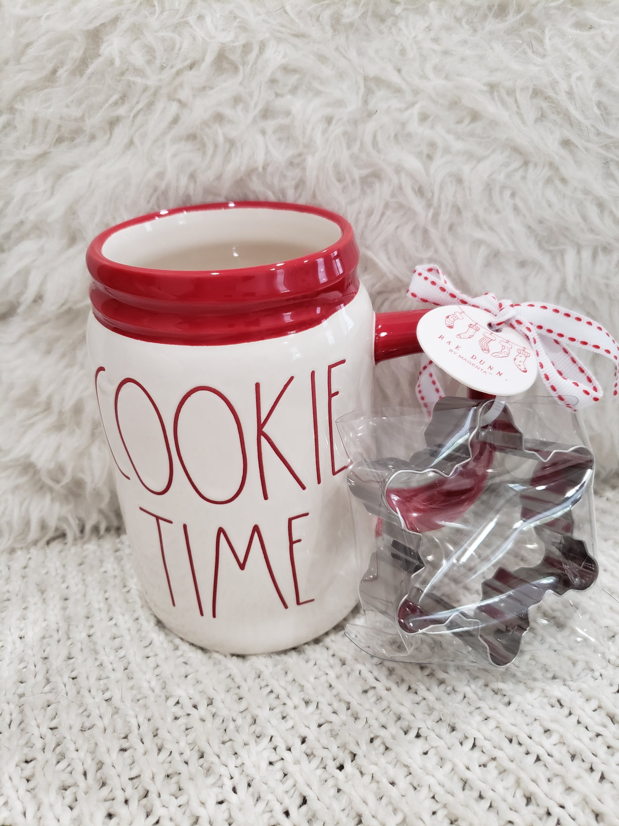 Rae Dunn "Cookie Time" Mason Jar Mug & Snowflake Cookie Cutter Holiday Collection