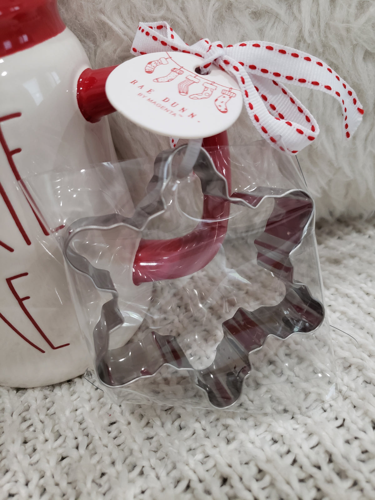 Rae Dunn &quot;Cookie Time&quot; Mason Jar Mug &amp; Snowflake Cookie Cutter Holiday Collection