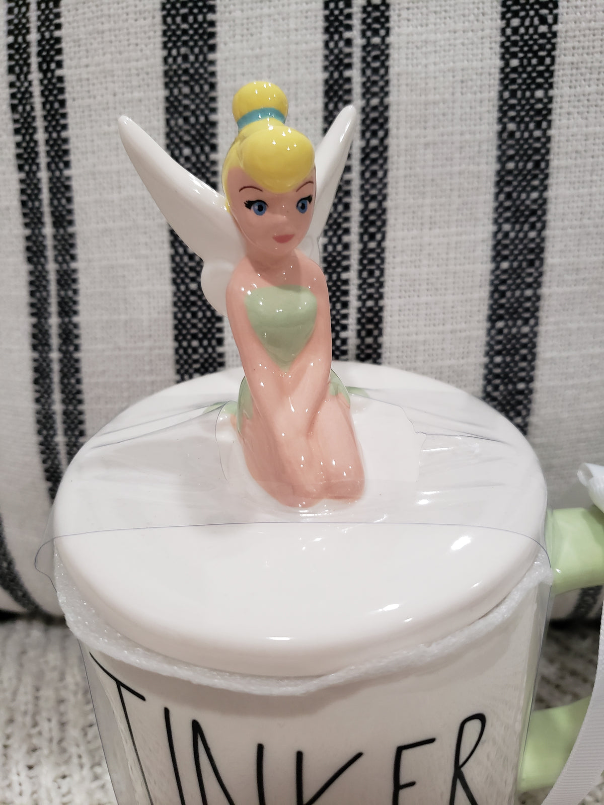 Rae Dunn &quot;Tinker Bell&quot; Mug &amp; Tinker Bell Mug Topper Disney&#39;s Peter Pan Collection