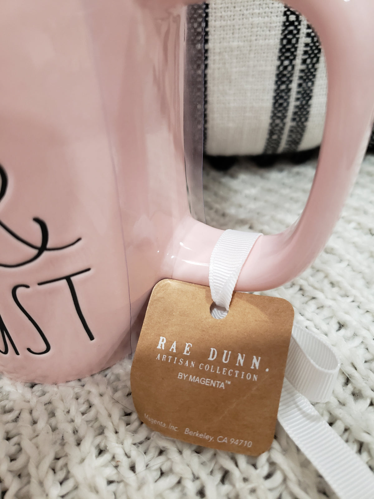 Rae Dunn &quot;Faith, Trust, &amp; Pixie Dust&quot; Pink Mug Tinker Bell Mug Topper Disney&#39;s Peter Pan Collection