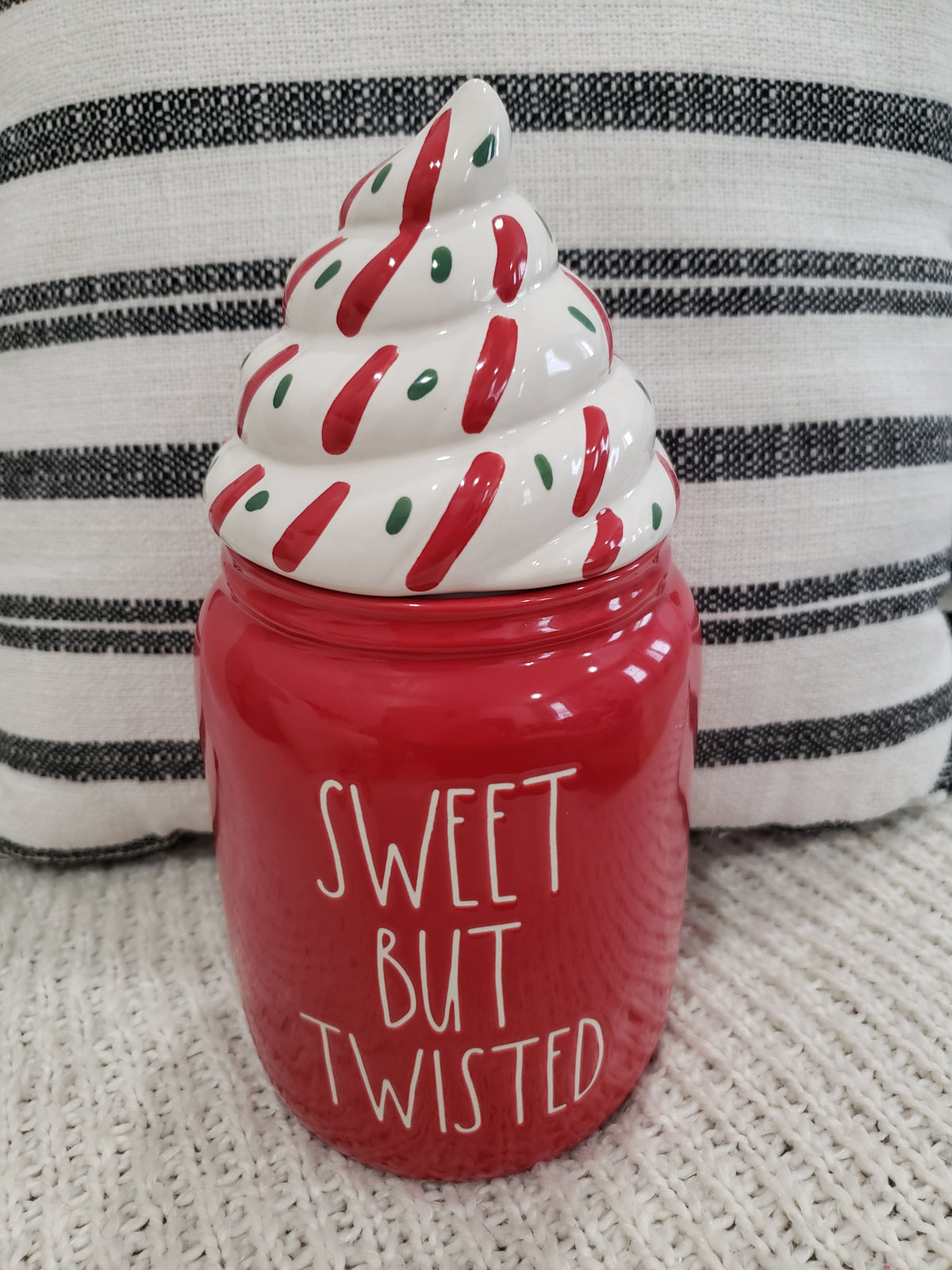 Rae Dunn &quot;Sweet But Twisted&quot; Peppermint Canister Holiday Collection