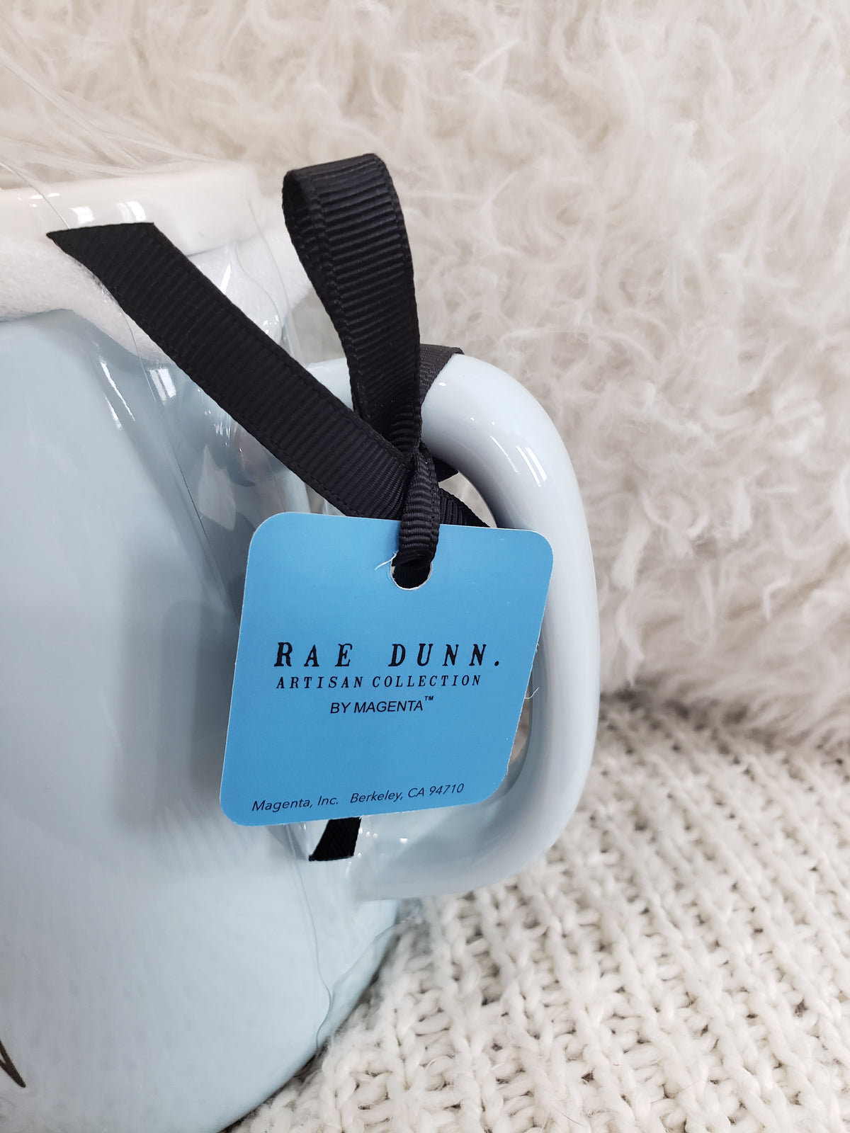 Rae Dunn &quot;Jolly Happy Fun&quot; Powder Blue Mug &amp; Frosty The Snowman Mug Topper Holiday Collection