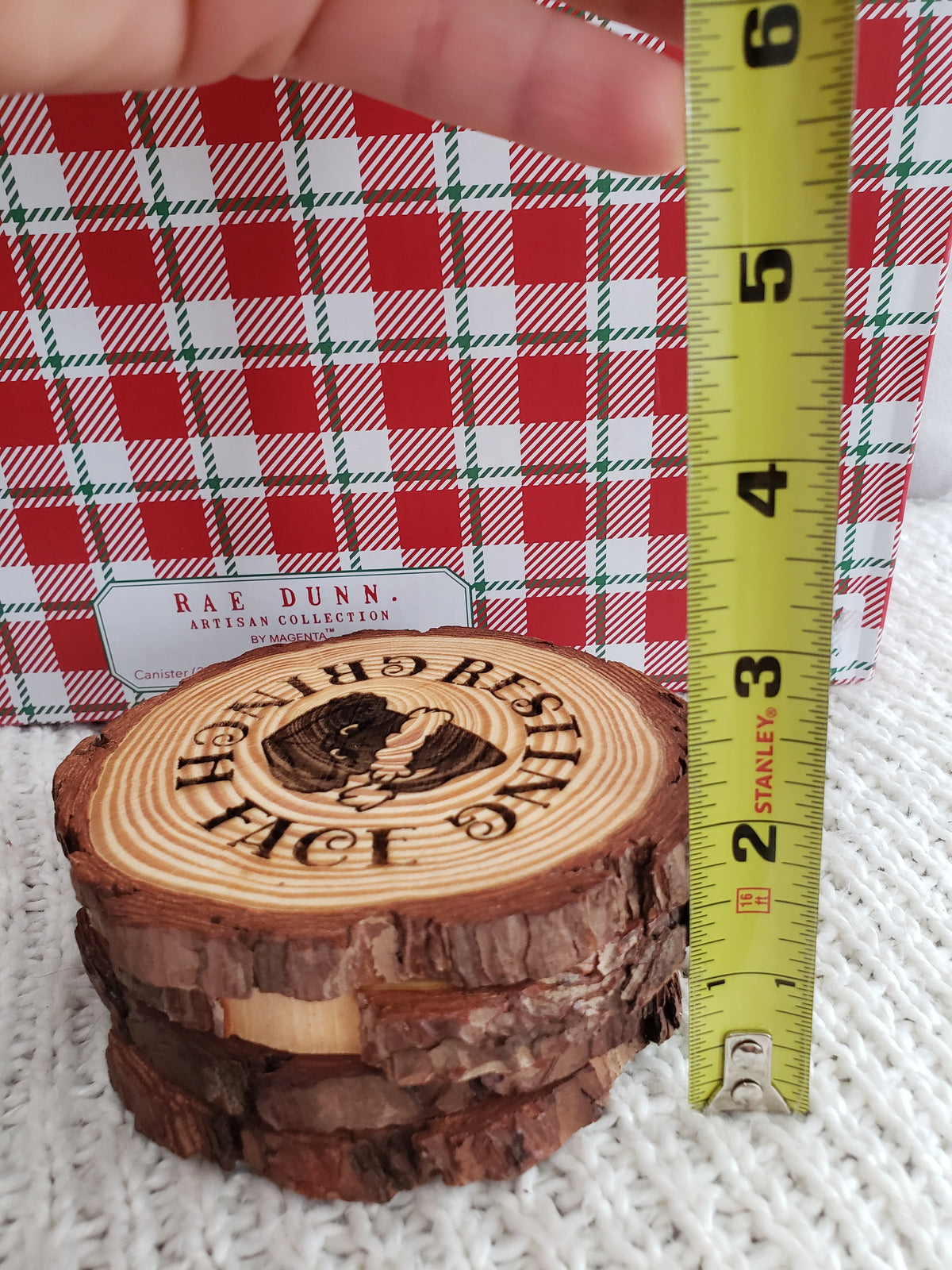 Pip Posh Design &quot;Resting Grinch Face&quot; Wooden Coasters Holiday Collection Set of 4