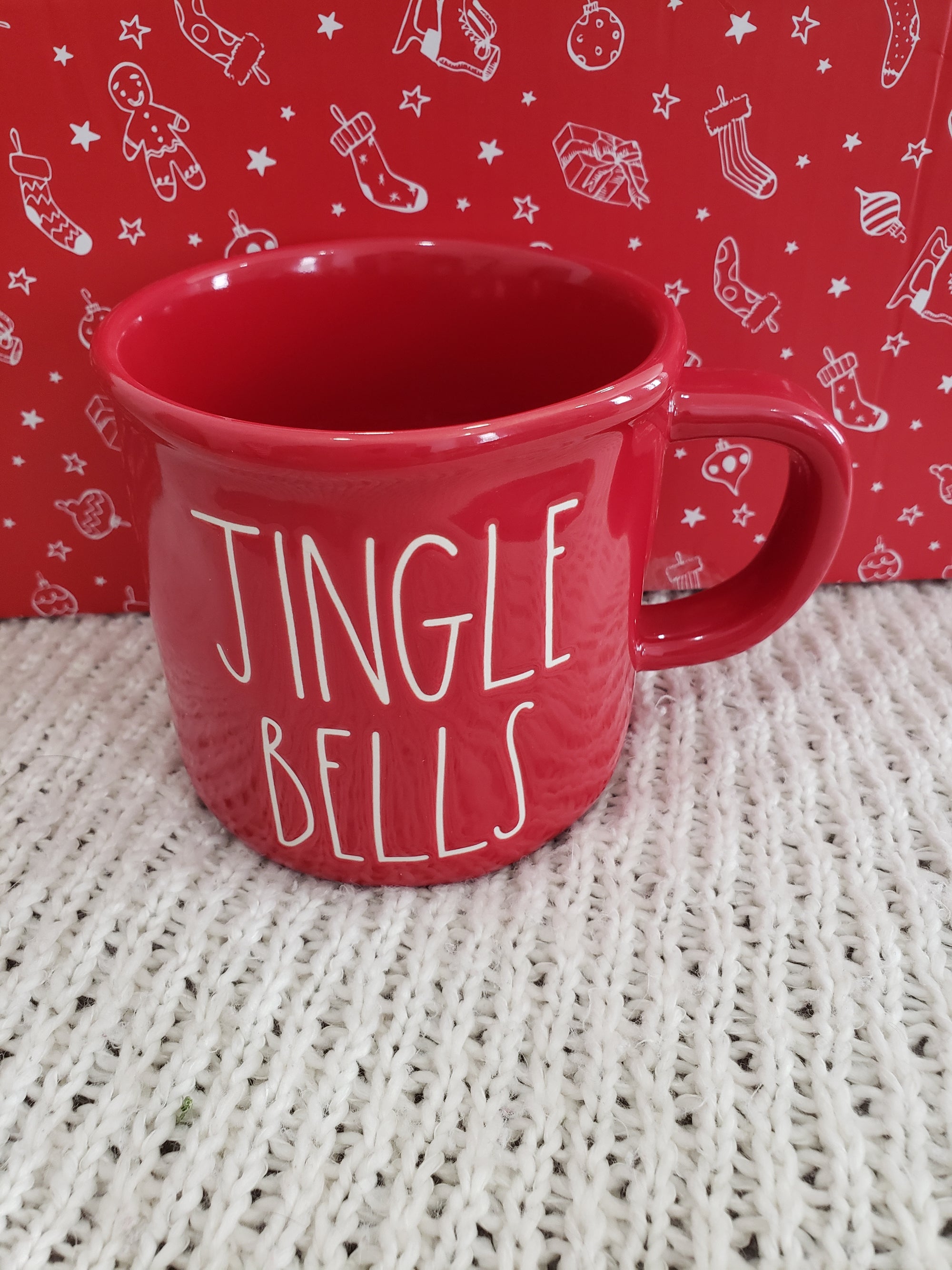 Rae Dunn "Jingle Bells" Red Camper Mug Holiday Collection