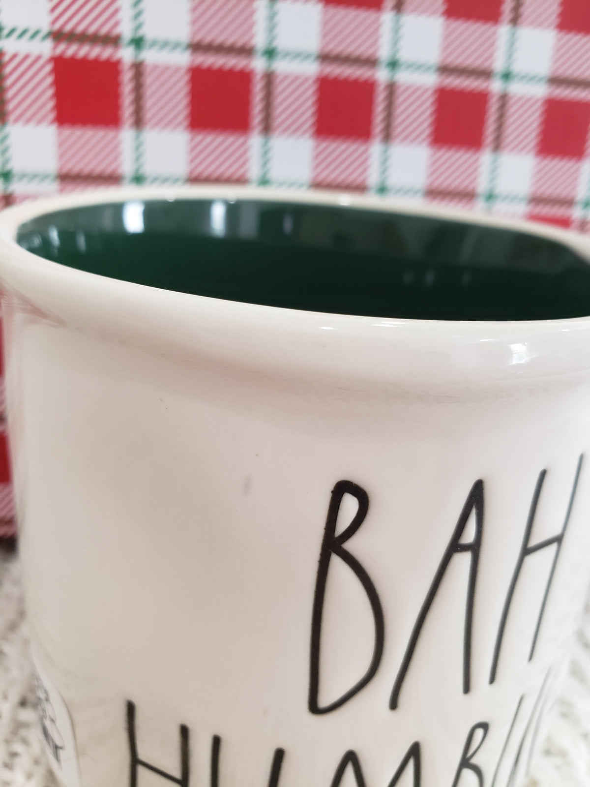 Rae Dunn &quot;Bah Humbug&quot; Racoon Santa Double Sided Camper Mug Holiday Collection