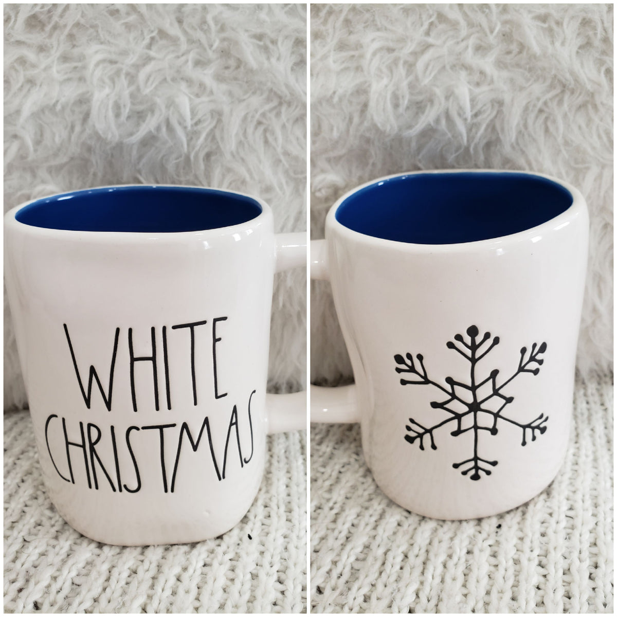 Rae Dunn &quot;White Christmas&quot; Snowflake Double Sided Mug Holiday Collection