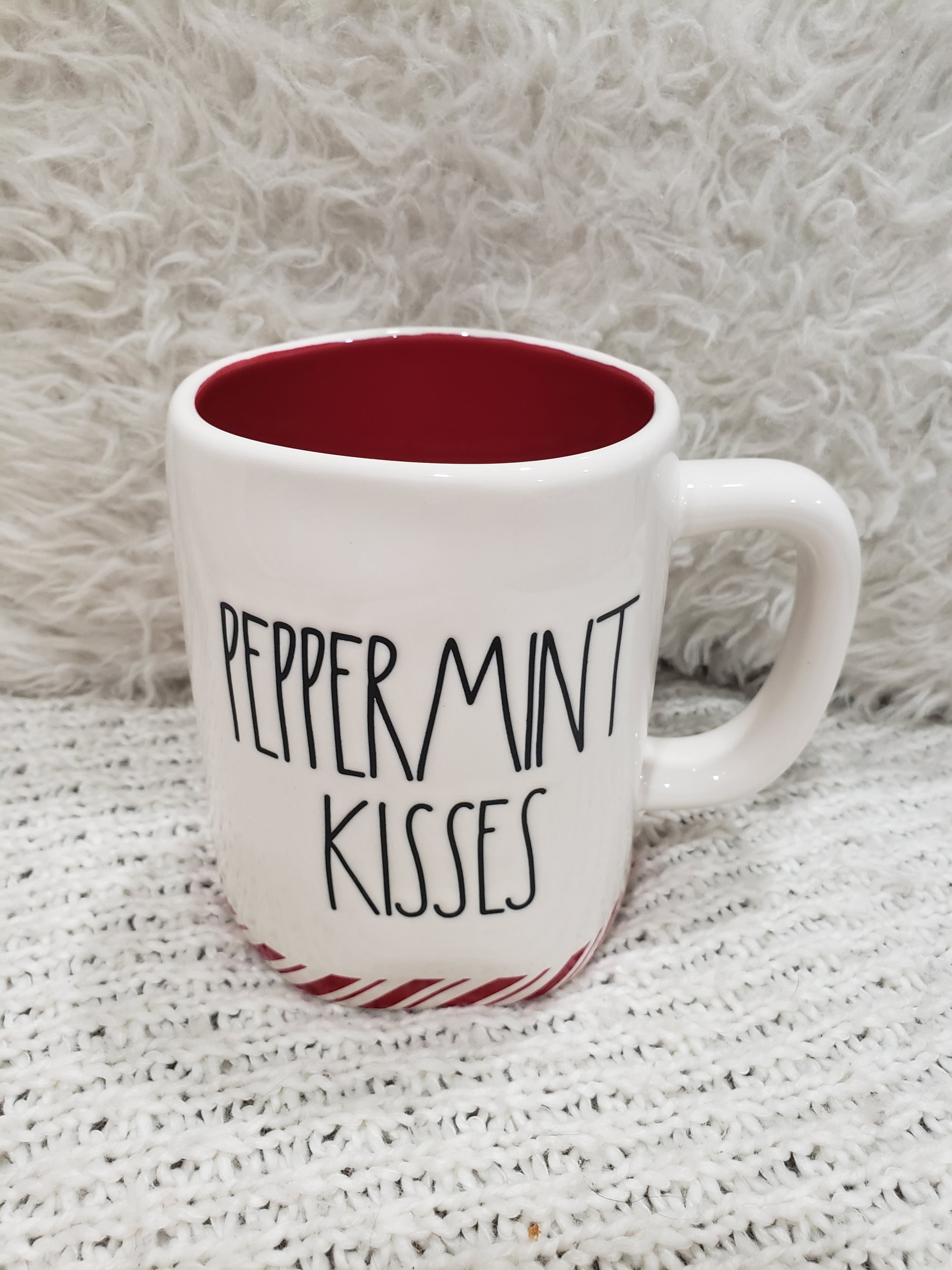 Rae Dunn "Peppermint Kisses" Candy Cane Mug Holiday Collection