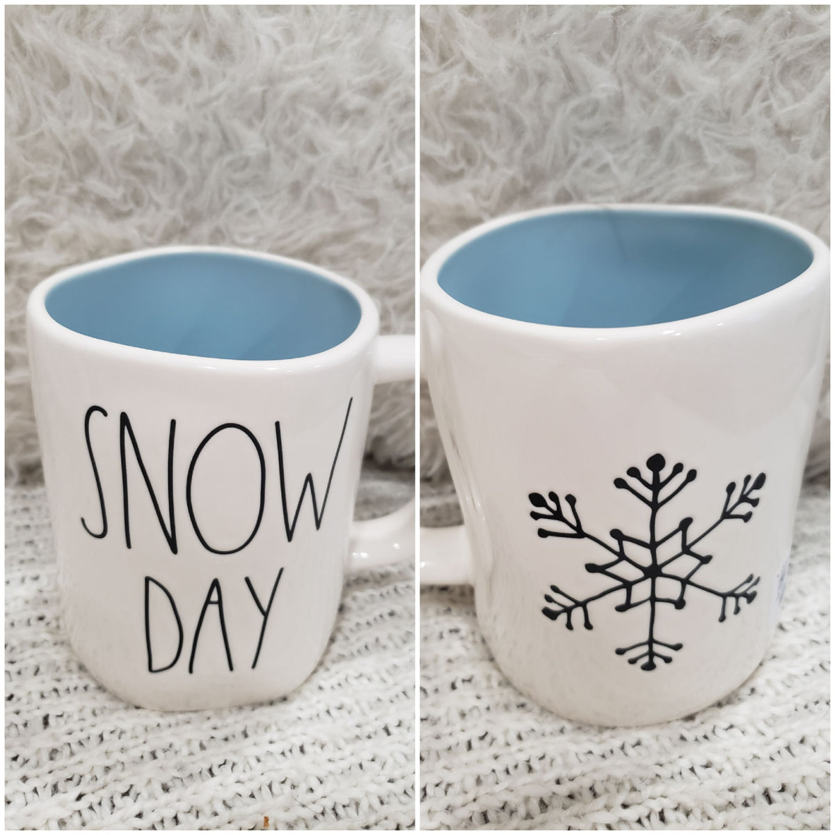 Rae Dunn &quot;Snow Day&quot; Snowflake Double Sided Mug Holiday Collection