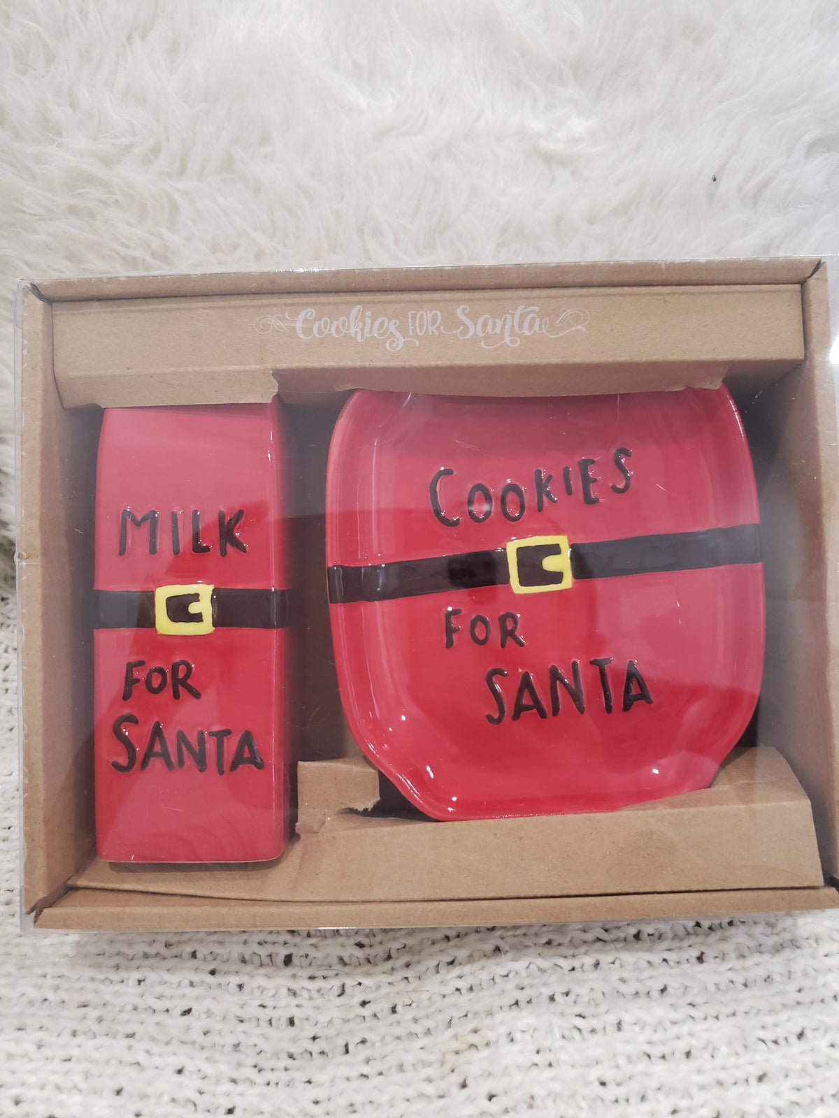10 Strawberry Street &quot; &quot;Milk For Santa &amp; Cookies For Santa Jug and Dish Set of 2 Holiday Collection