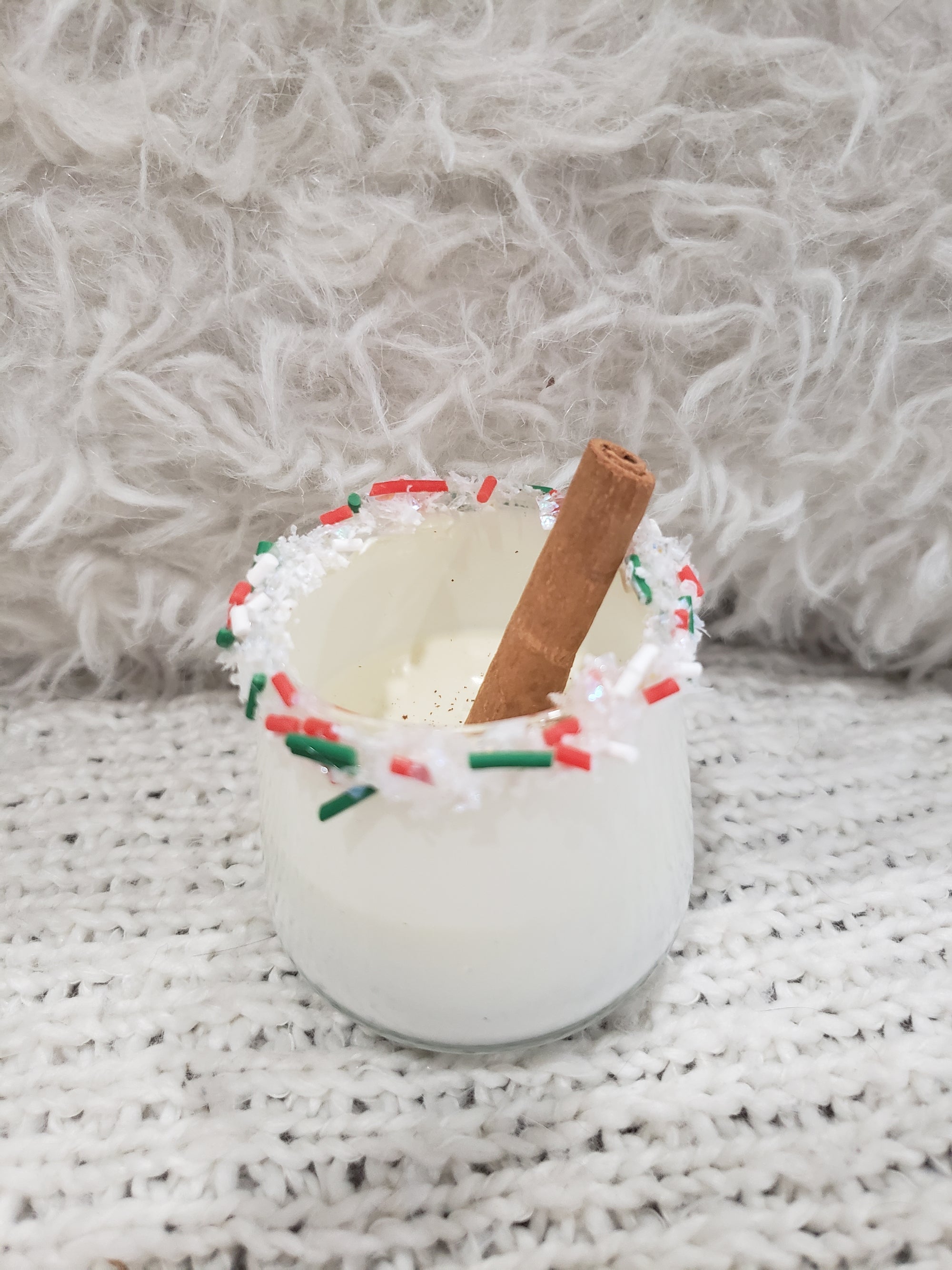 Pip Posh Design Faux Sweet Décor Mini Cinnamon Eggnog Glass Holiday Collection