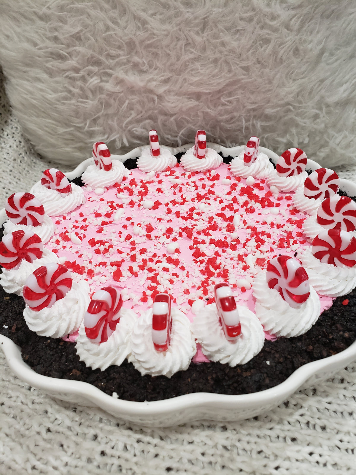 Pip Posh Design Faux Sweet Décor Whipped Peppermint Pie Holiday Collection