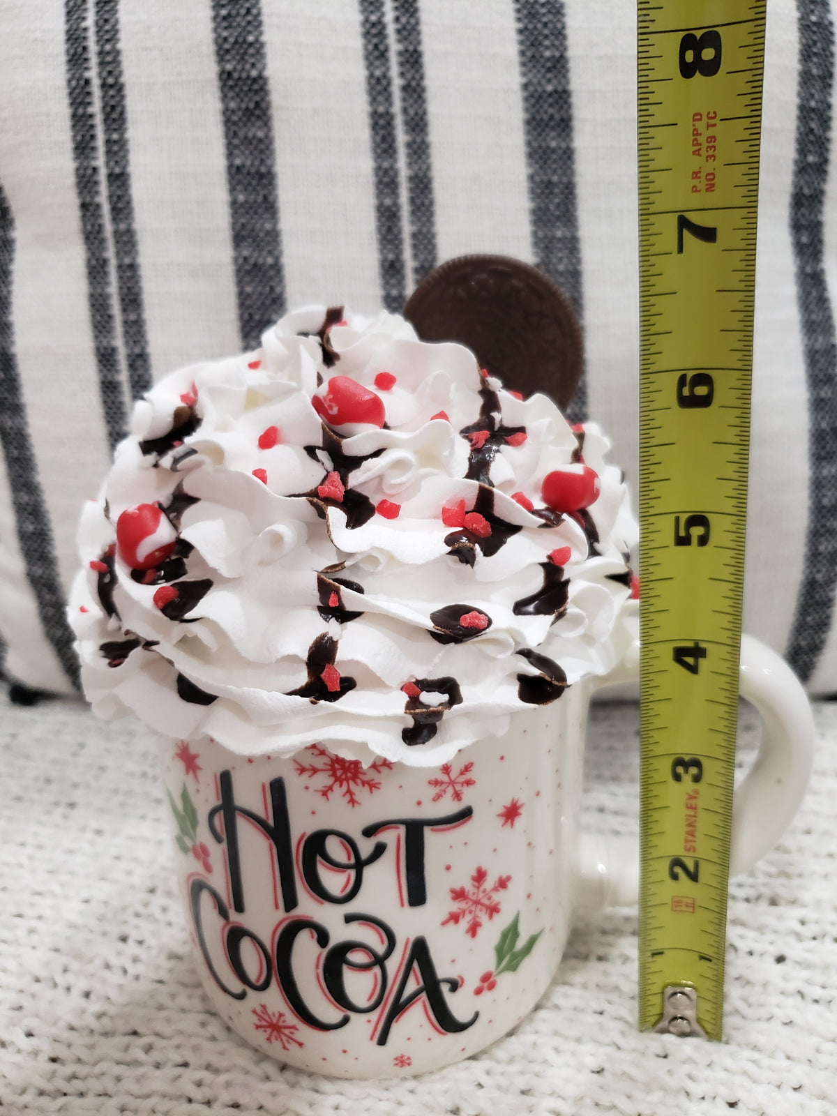 Pip Posh Design Faux Sweet Décor &quot;Hot Cocoa&quot; Mug &amp; Sprinkled Vanilla Peppermint Whipped Topper Holiday Collection