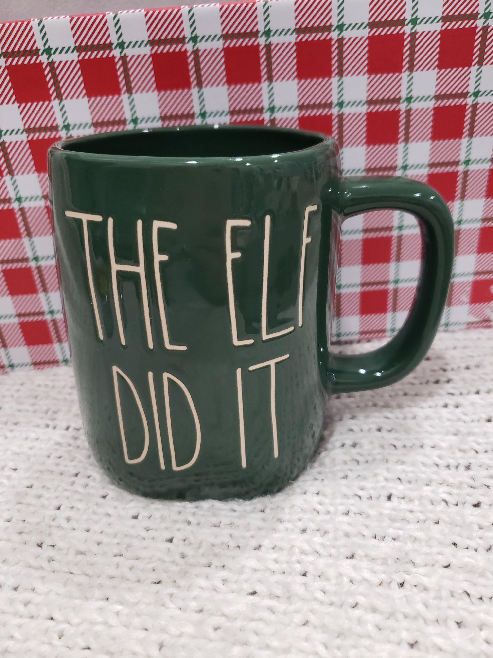 Rae Dunn "The Elf Did It" Green Mug Holiday Collection