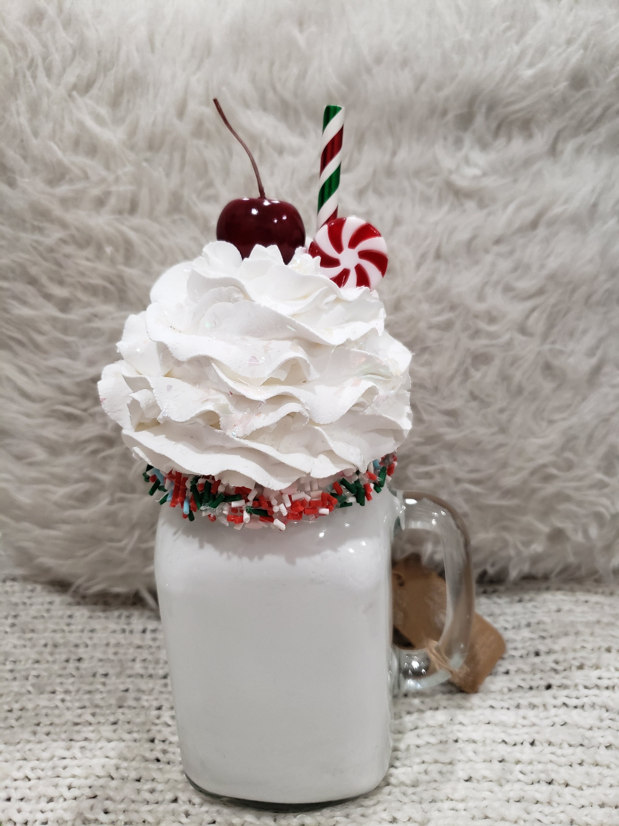 Pip Posh Design Faux Sweet Décor Vanilla Cherry Peppermint Whipped Milk Shake  Holiday Collection