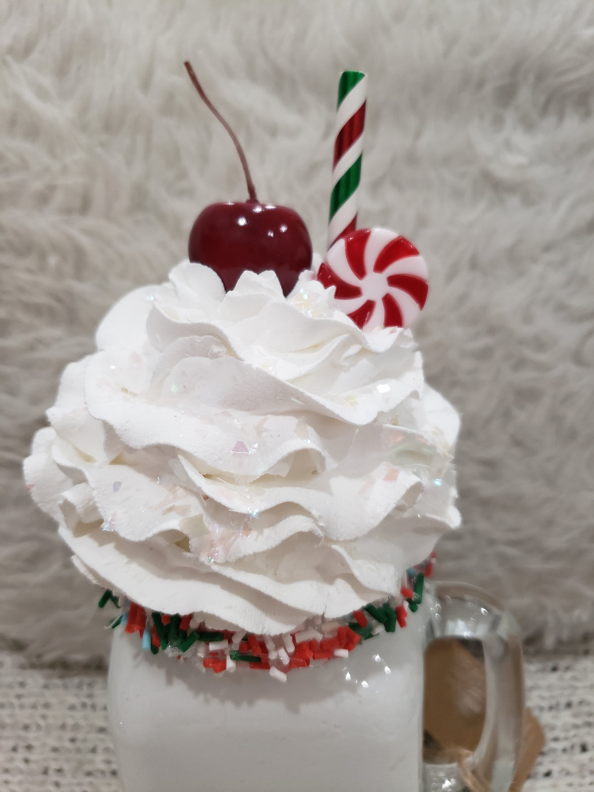 Pip Posh Design Faux Sweet Décor Vanilla Cherry Peppermint Whipped Milk Shake  Holiday Collection