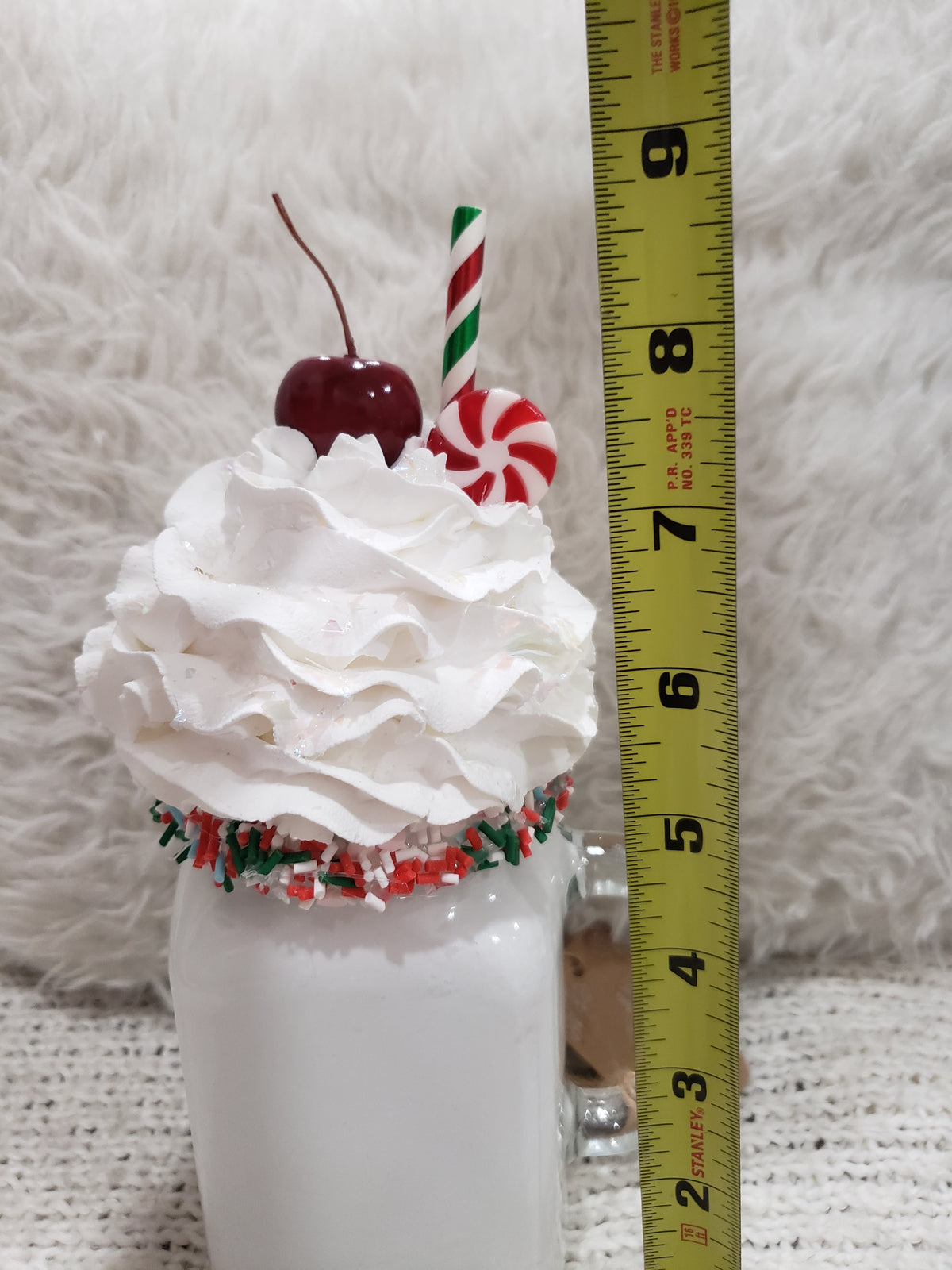 Pip Posh Design Faux Sweet Décor Vanilla Cherry Peppermint Whipped Milk Shake  Holiday Collection