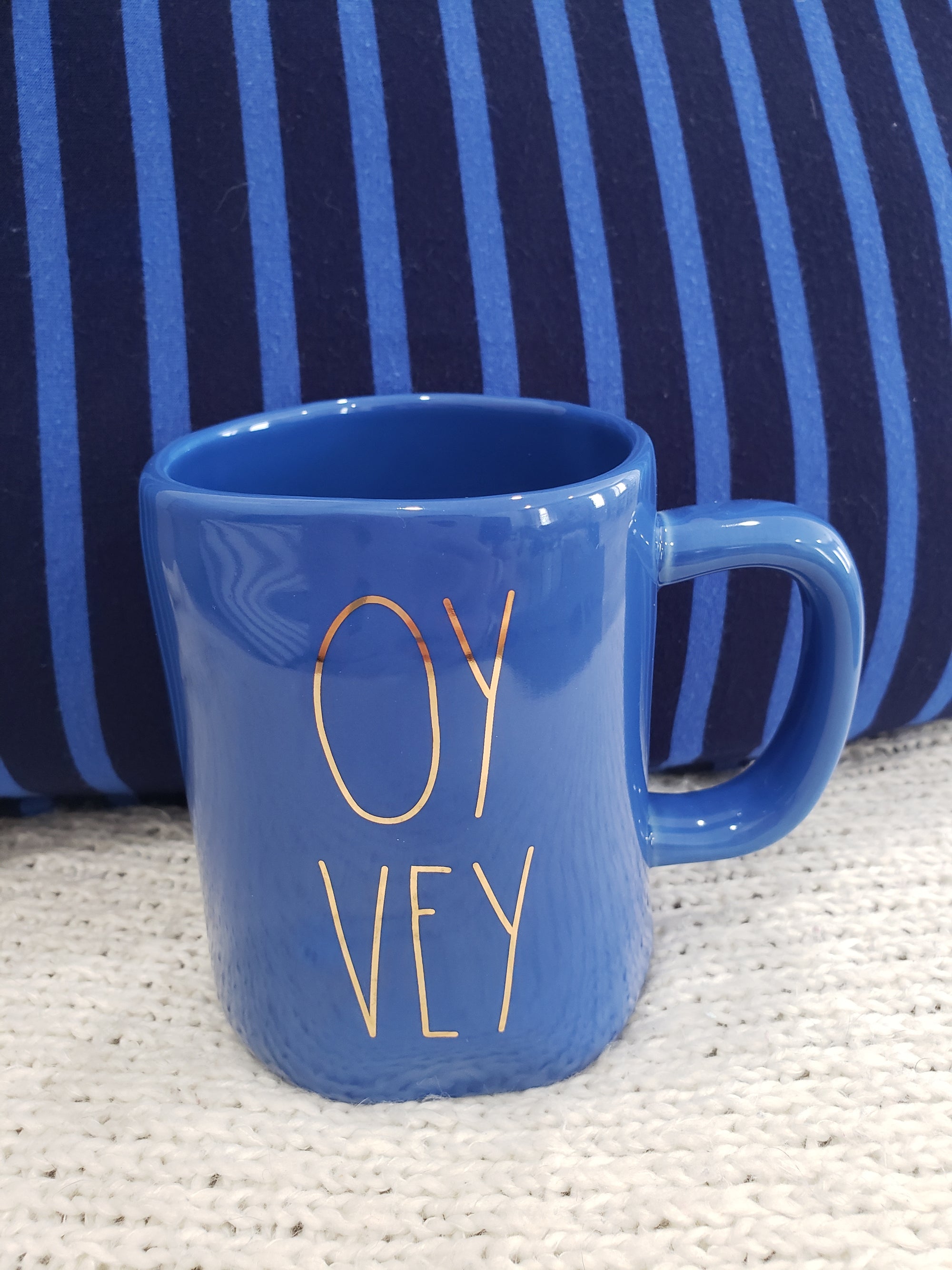 Rae Dunn "Oy Vey" Blue Mug Collection