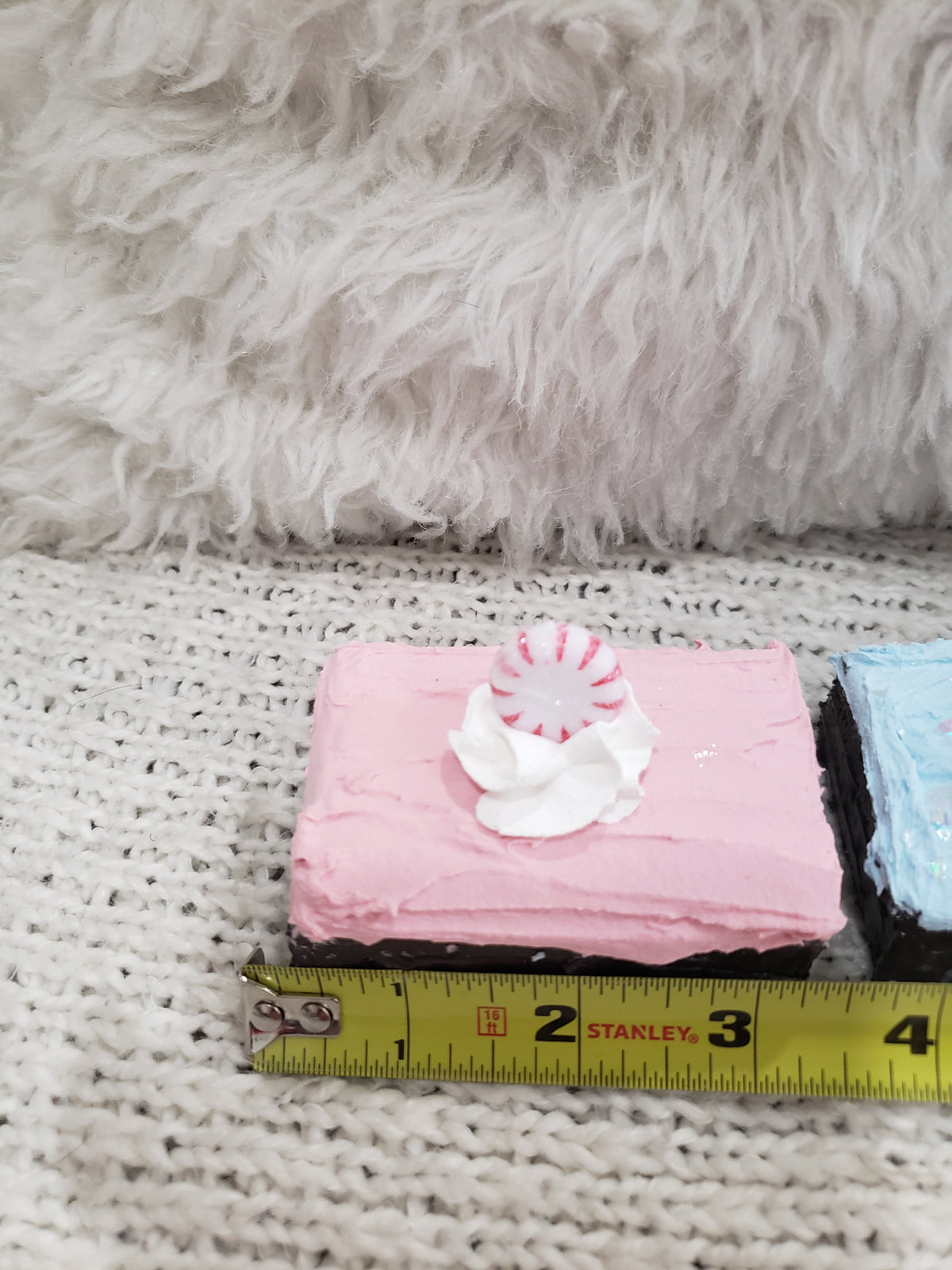 Pip Posh Design Faux Sweet Décor  Faux Peppermint Pink &amp; Blue Frosted Faux Brownies Holiday Collection