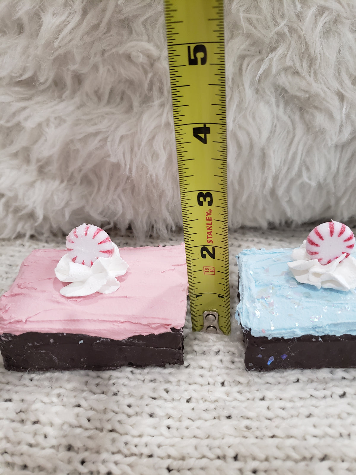 Pip Posh Design Faux Sweet Décor  Faux Peppermint Pink &amp; Blue Frosted Faux Brownies Holiday Collection