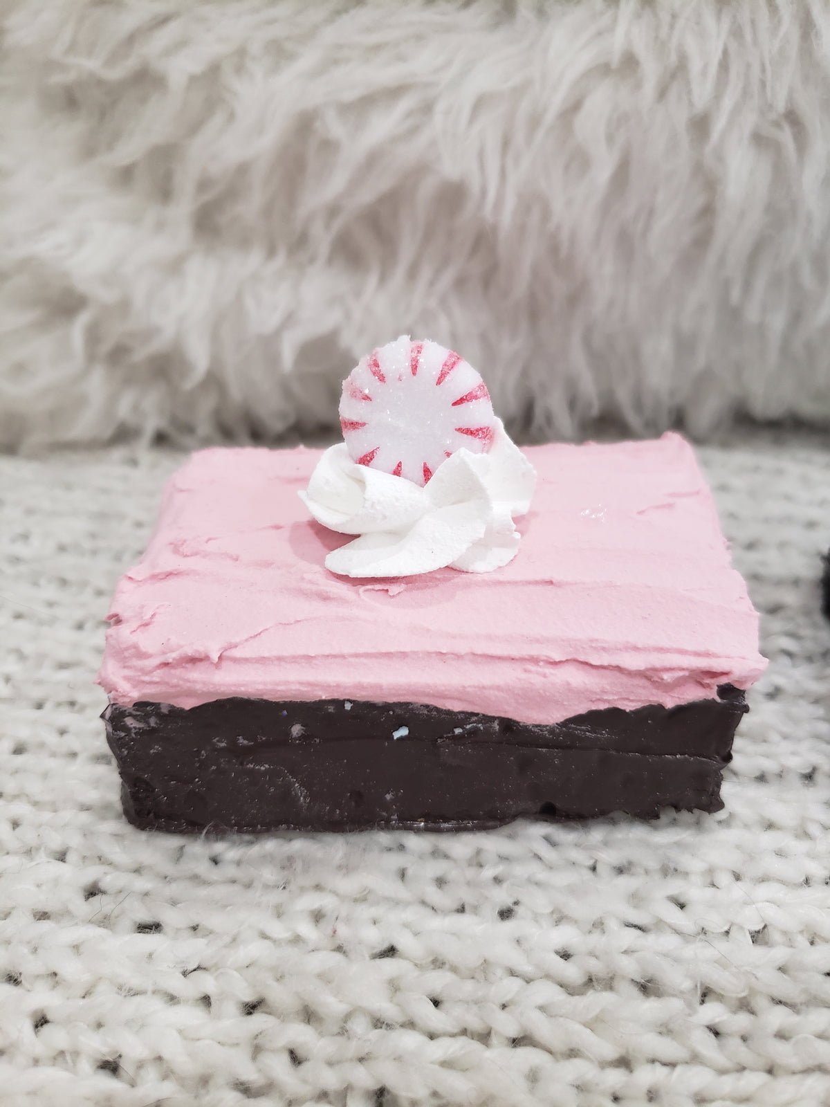 Pip Posh Design Faux Sweet Décor  Faux Peppermint Pink &amp; Blue Frosted Faux Brownies Holiday Collection