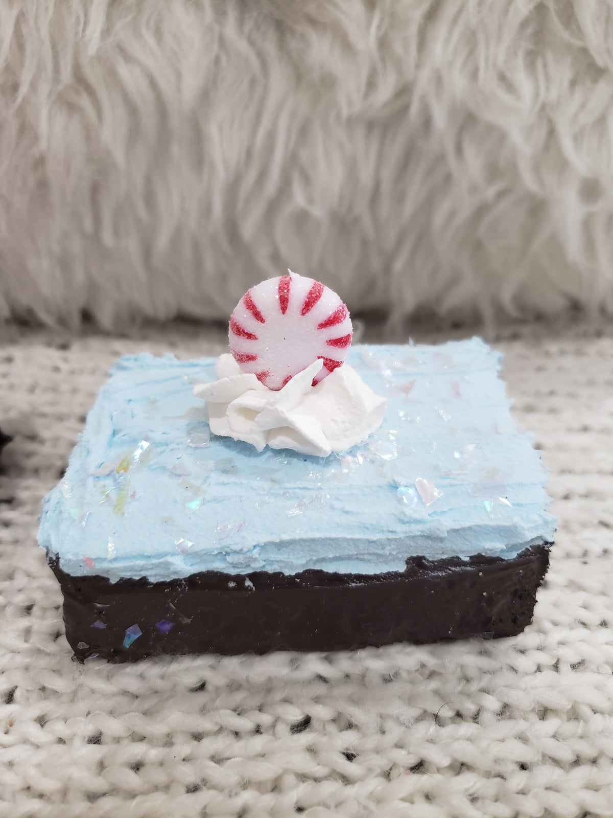 Pip Posh Design Faux Sweet Décor  Faux Peppermint Pink &amp; Blue Frosted Faux Brownies Holiday Collection