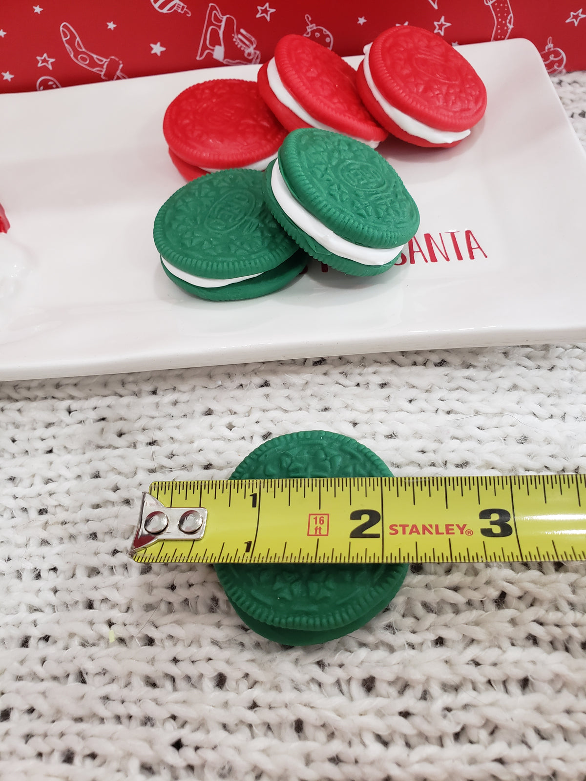 Pip Posh Design Faux Sweet Décor Faux Red &amp; Green Oreo Cookies Set Of 6 Holiday Collection