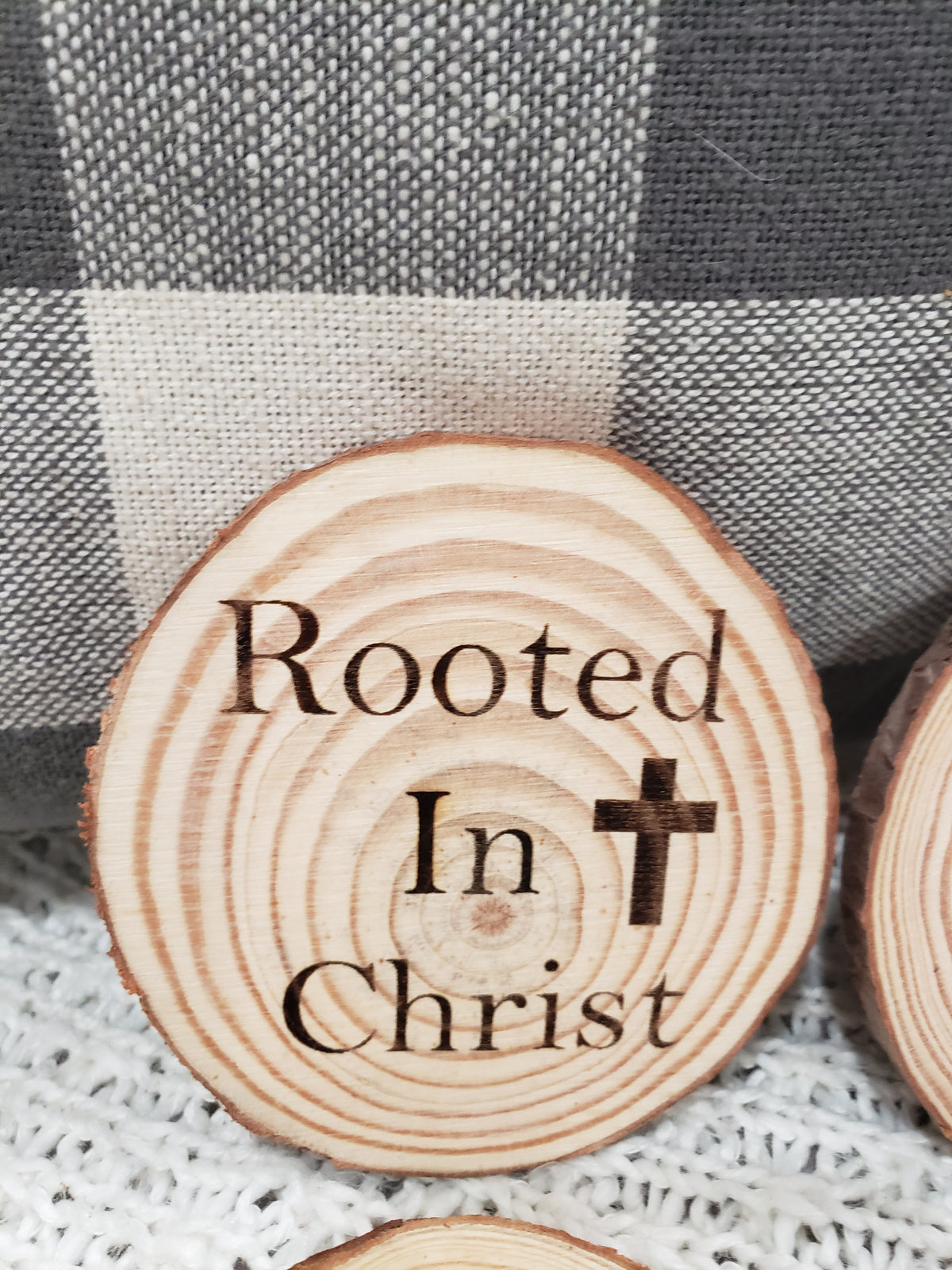 Pip Posh Design &quot;Rooted In Christ&quot; Wooden Coasters Set Of 4