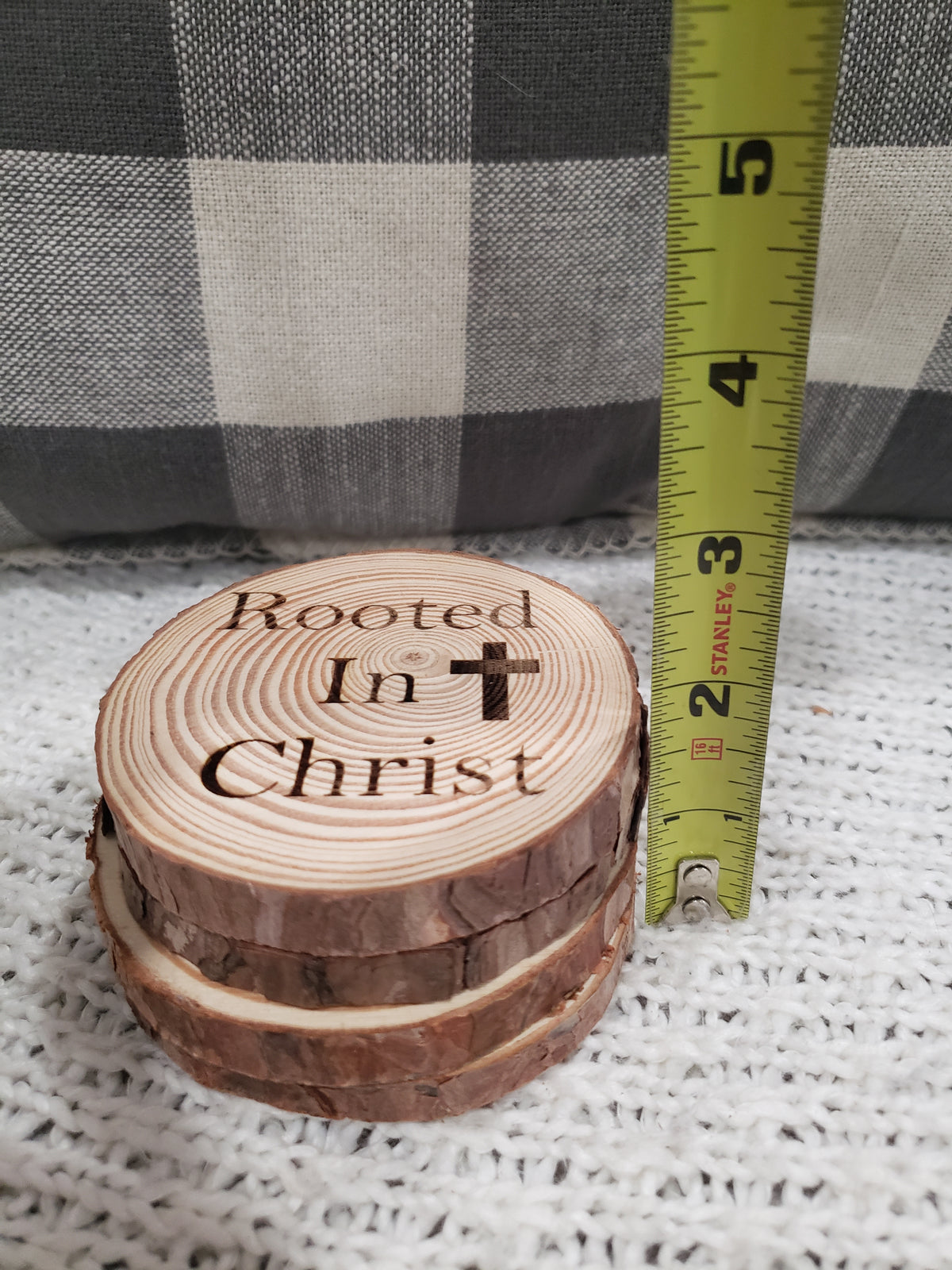 Pip Posh Design &quot;Rooted In Christ&quot; Wooden Coasters Set Of 4
