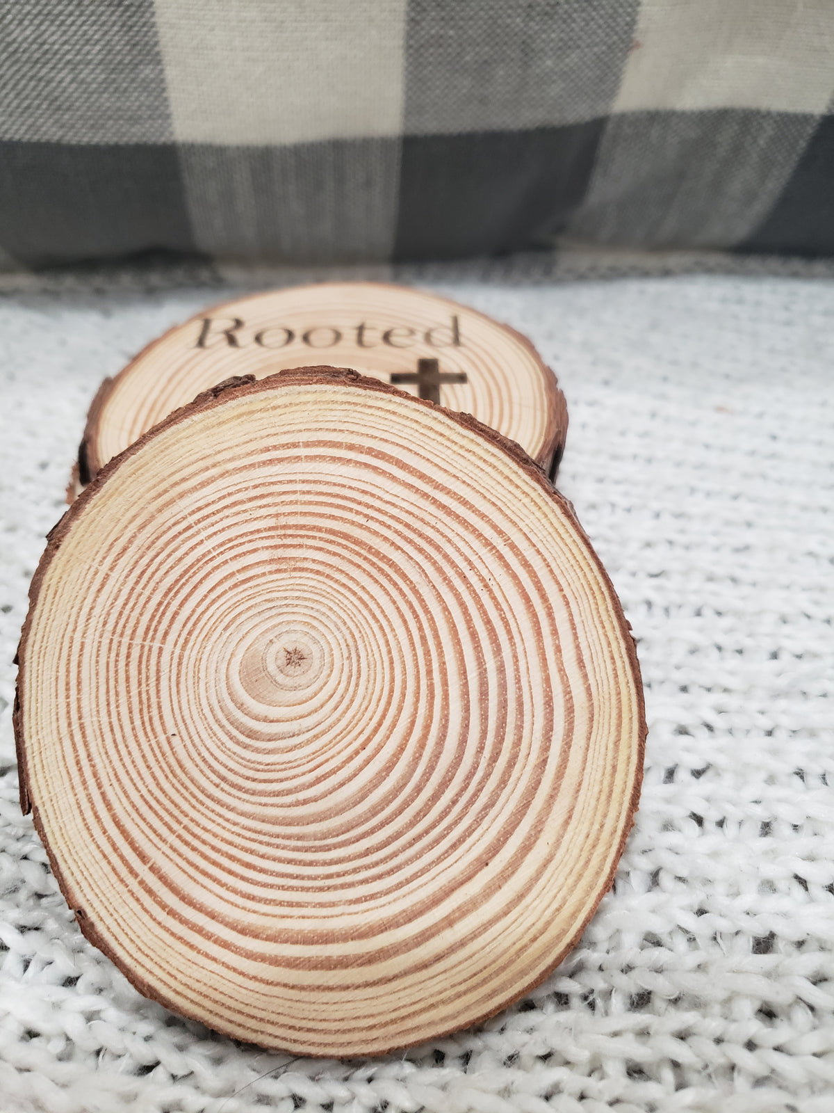 Pip Posh Design &quot;Rooted In Christ&quot; Wooden Coasters Set Of 4