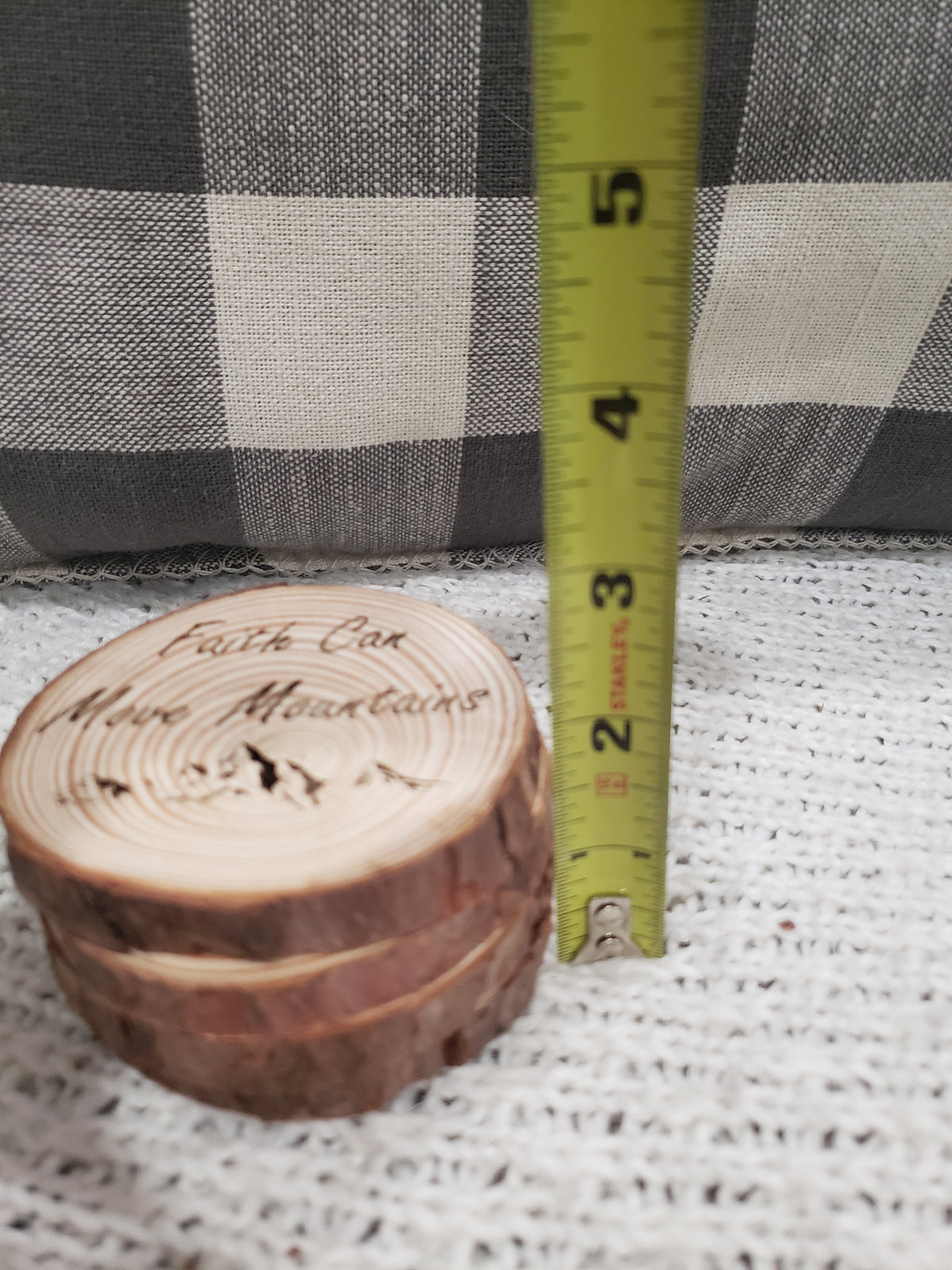 Pip Posh Design &quot;Faith Can Move Mountains&quot; Wooden Coasters Set of 4