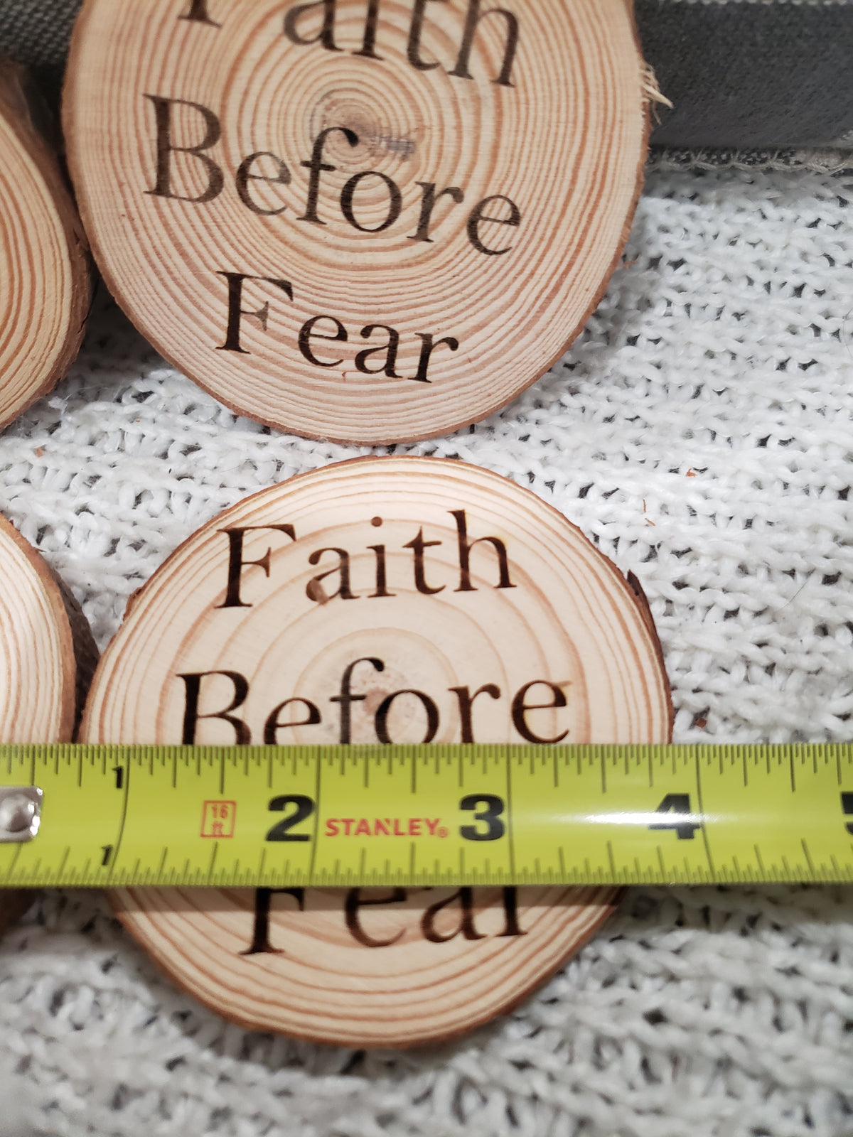 Pip Posh Design &quot;Faith Before Fear&quot; Wooden Coasters Set of 4