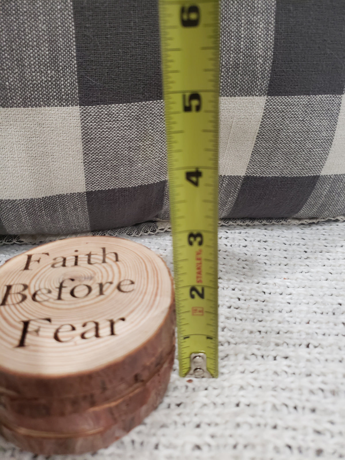 Pip Posh Design &quot;Faith Before Fear&quot; Wooden Coasters Set of 4