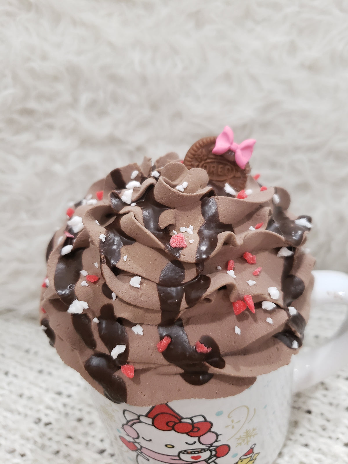 Pip Posh Design Faux Sweet Décor &quot;Hello Kitty Snowman&quot; Mug &amp; Chocolate Whipped Topper Holiday Collection