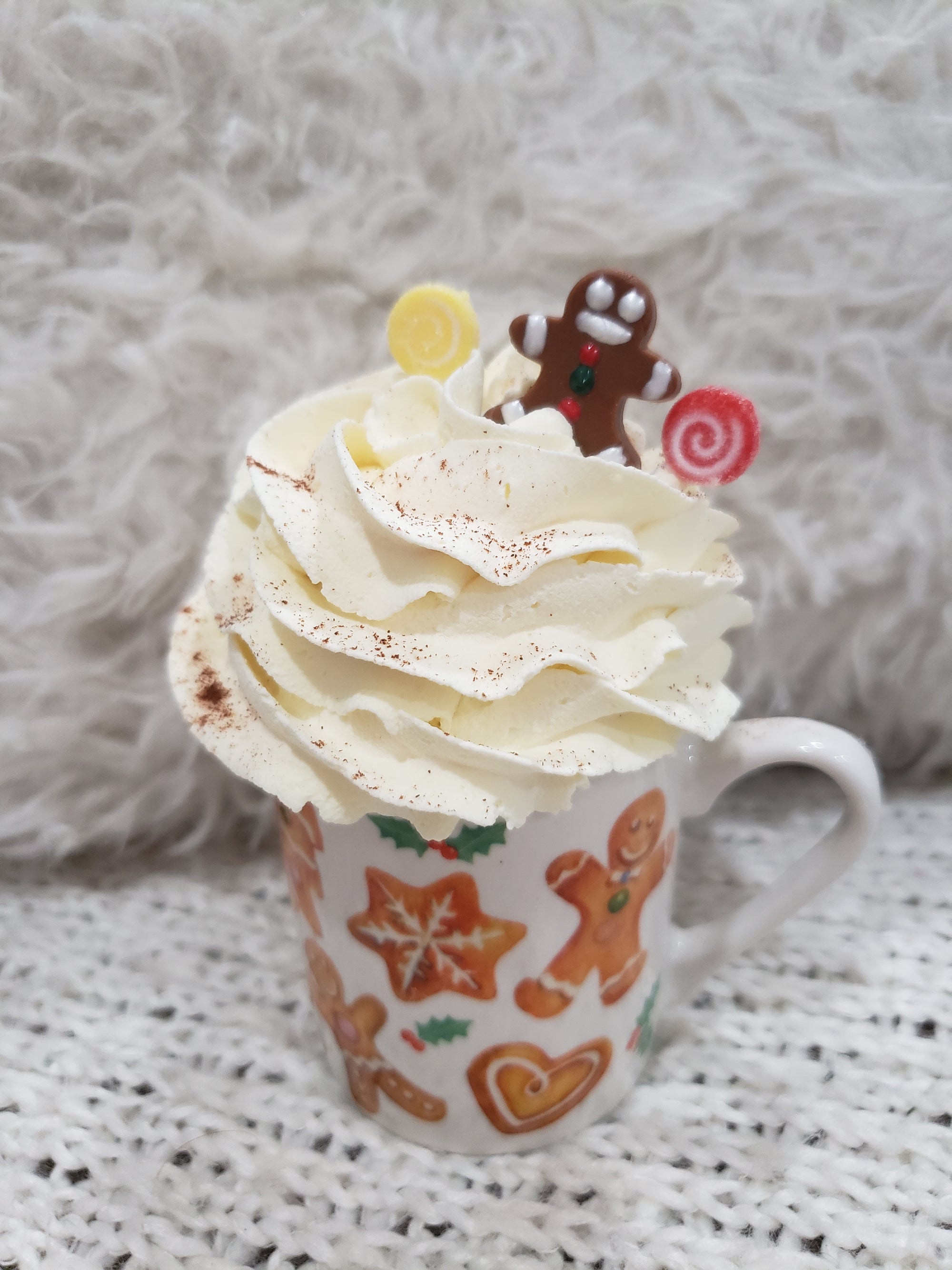 Pip Posh Design Faux Sweet Décor Mini Gingerbread Man Mug & Ivory Whipped Candy Topper Holiday Collection