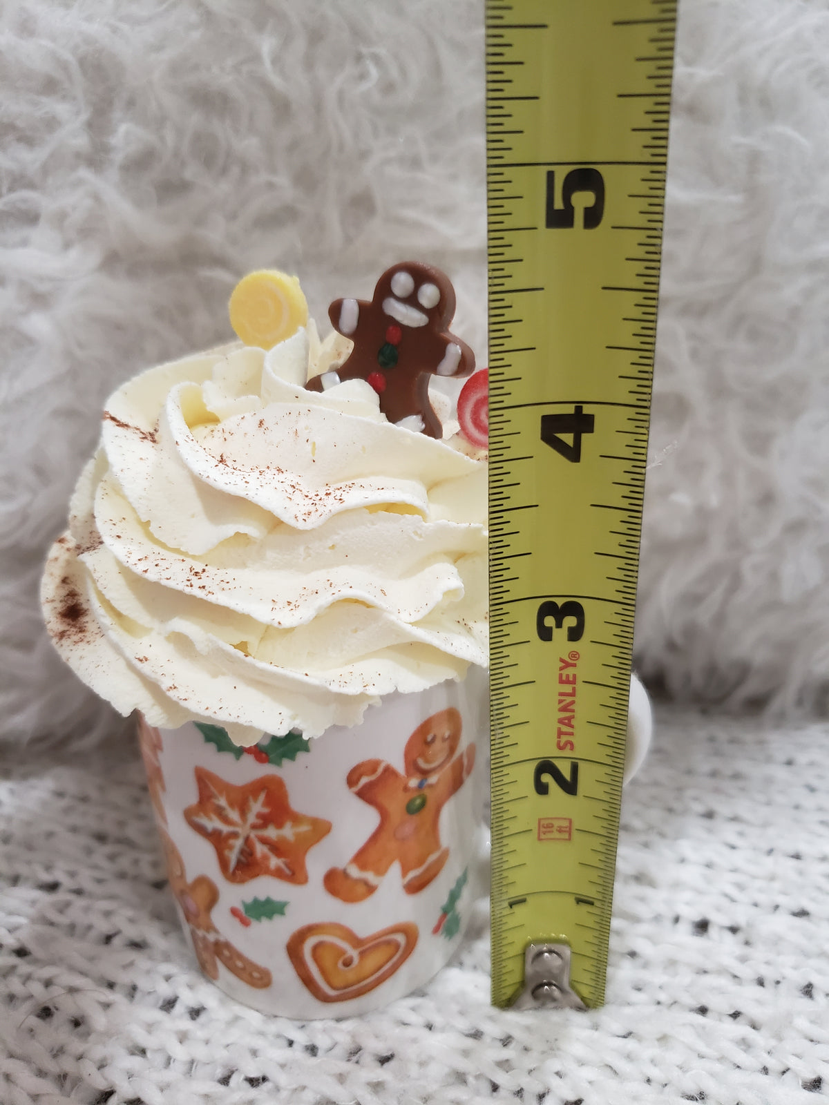 Pip Posh Design Faux Sweet Décor Mini Gingerbread Man Mug &amp; Ivory Whipped Candy Topper Holiday Collection