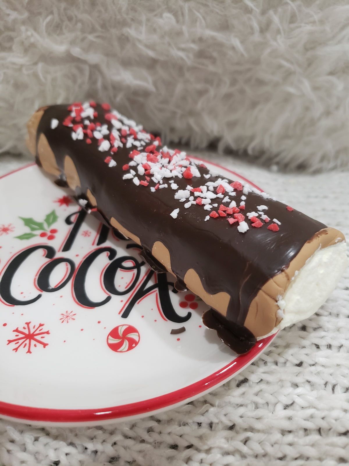 Pip Posh Design Faux Sweet Décor Chocolate Peppermint Log Holiday Collection