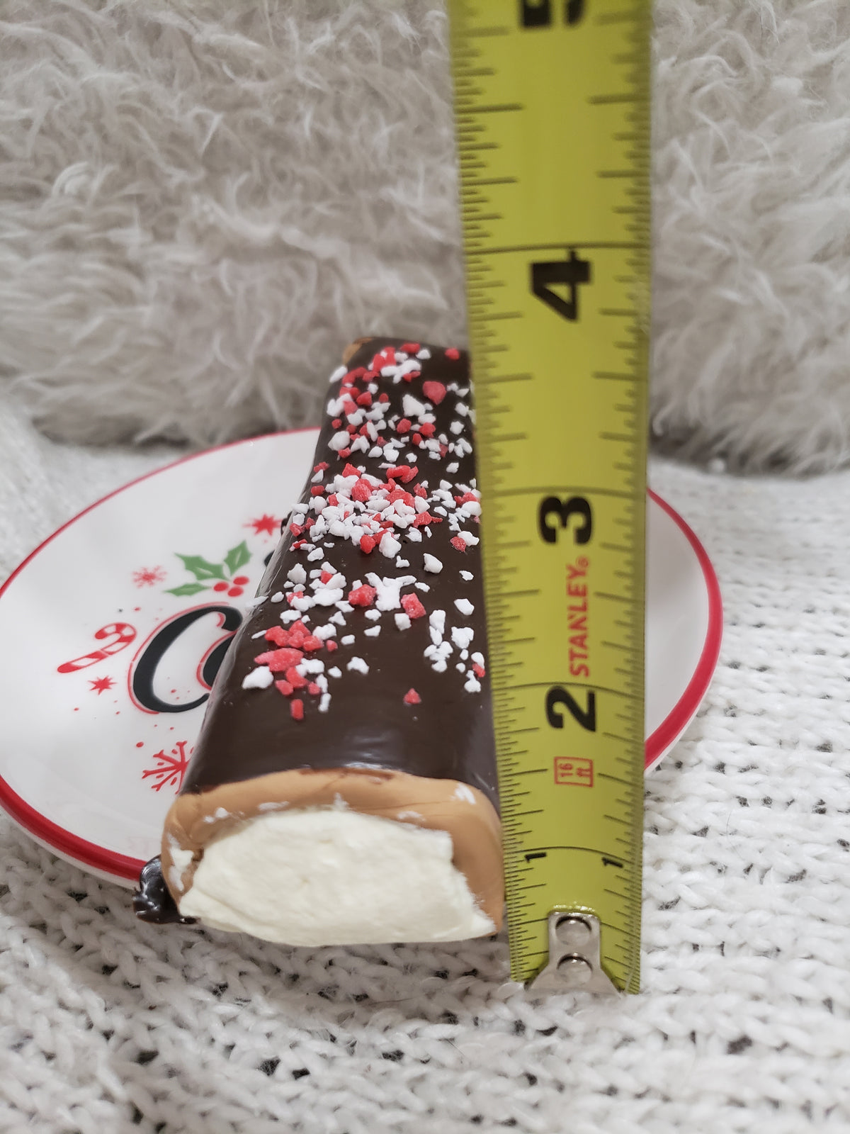 Pip Posh Design Faux Sweet Décor Chocolate Peppermint Log Holiday Collection