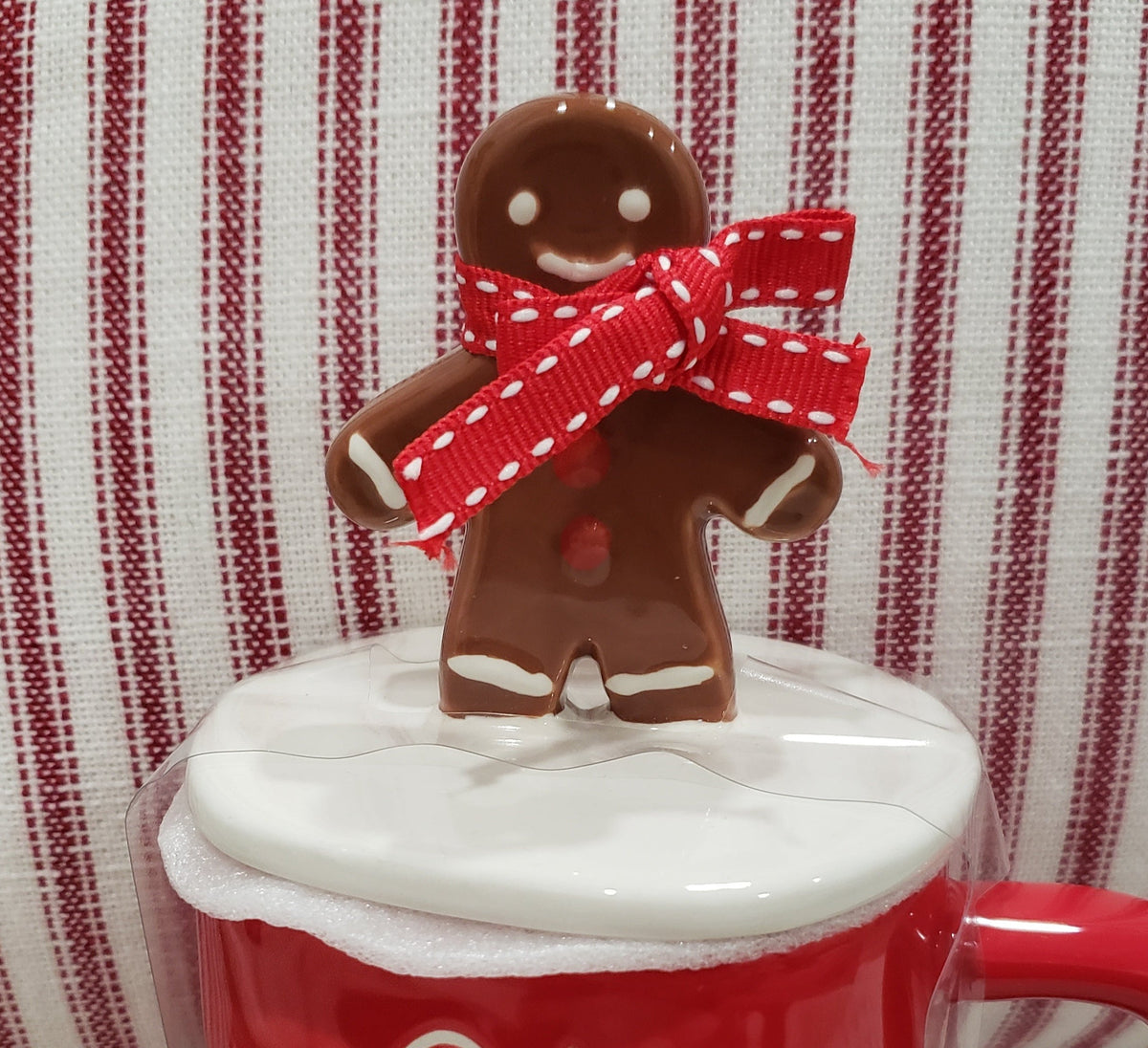 Rae Dunn &quot;Oh Snap!&quot; Red Mug &amp; Gingerbread Man Topper Holiday Collection