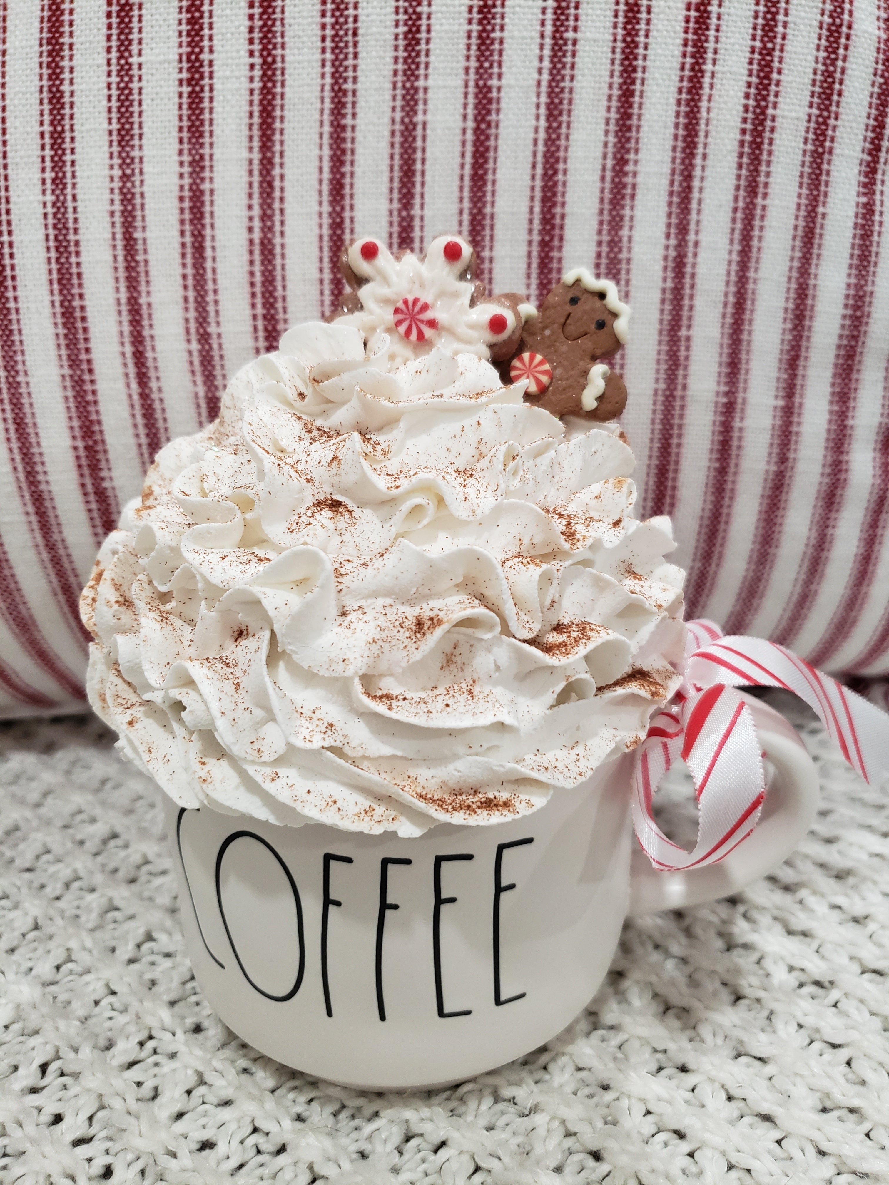 Rae Dunn Coffee White Mug & Whipped Gingerbread Man Topper Holiday C -  PipPosh