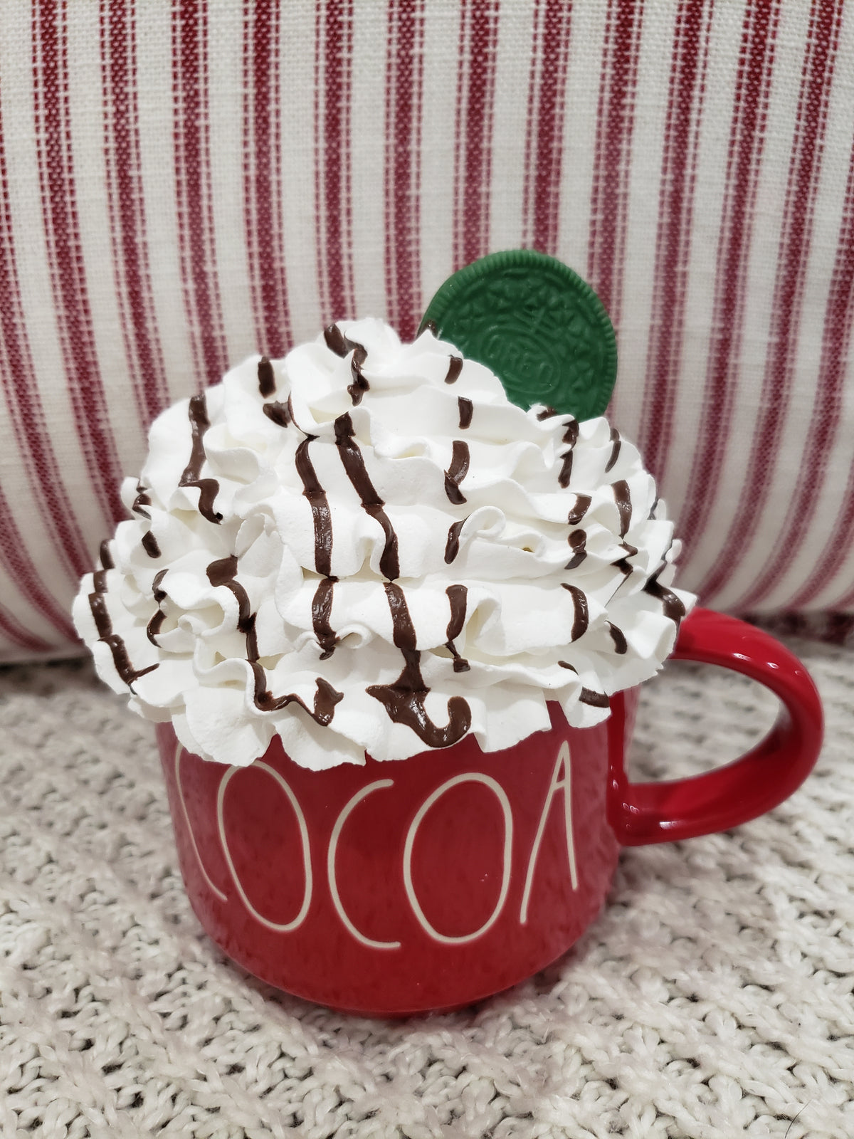 Rae Dunn &quot;Cocoa&quot; Red Mug &amp; White Chocolate Drizzle Whipped Topper Holiday Collection
