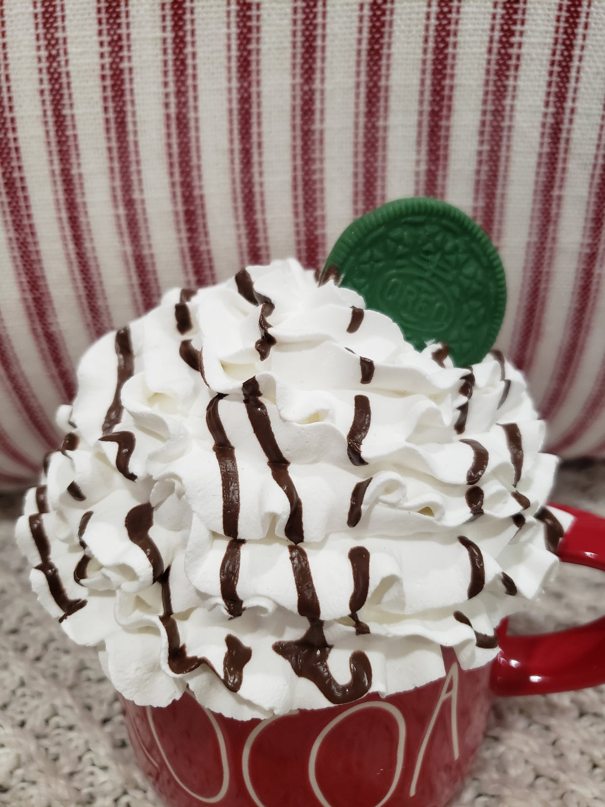 Rae Dunn &quot;Cocoa&quot; Red Mug &amp; White Chocolate Drizzle Whipped Topper Holiday Collection
