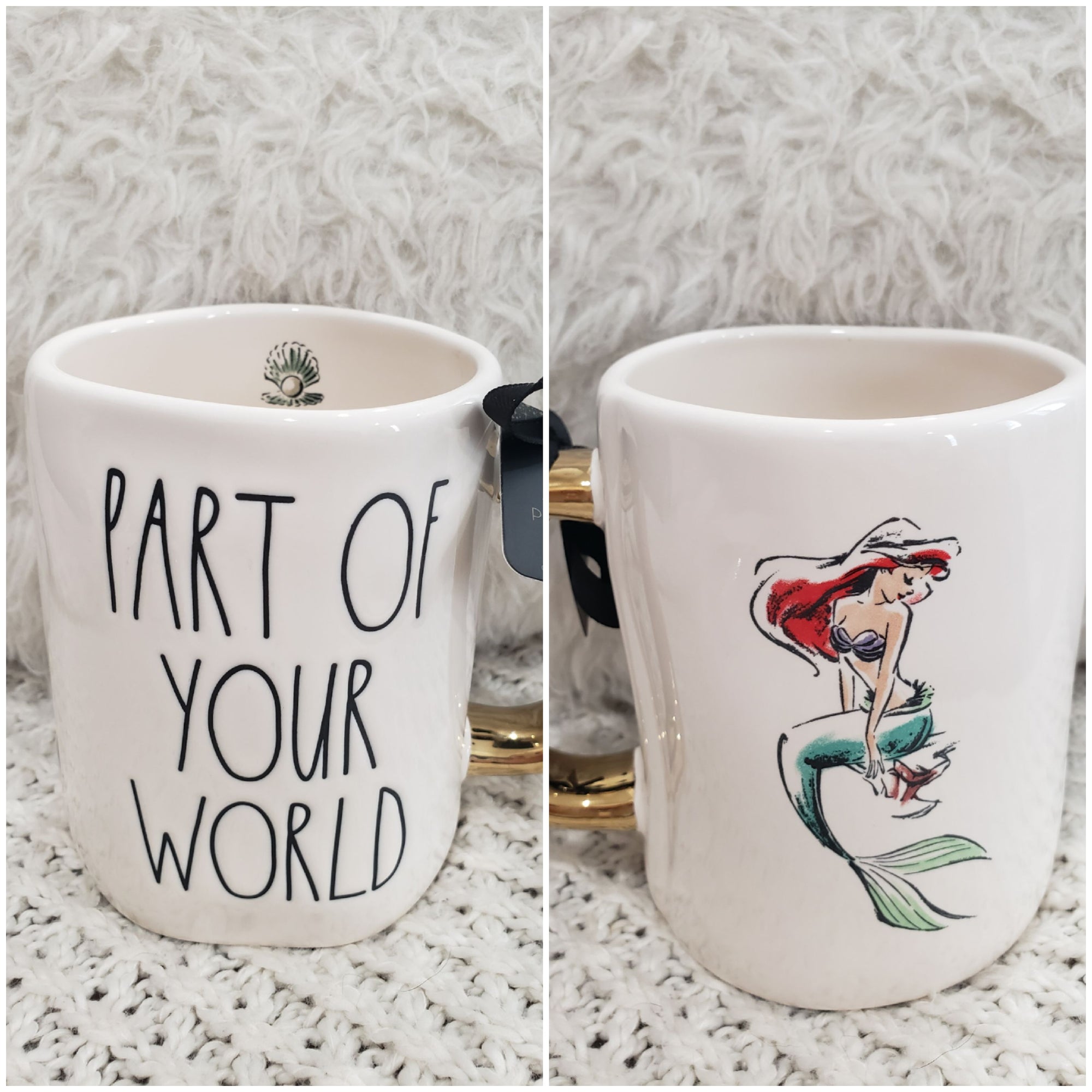 Rae Dunn "Part Of Your World" Ariel Double Sided Mug Disney's Litter Mermaid Princess Collection