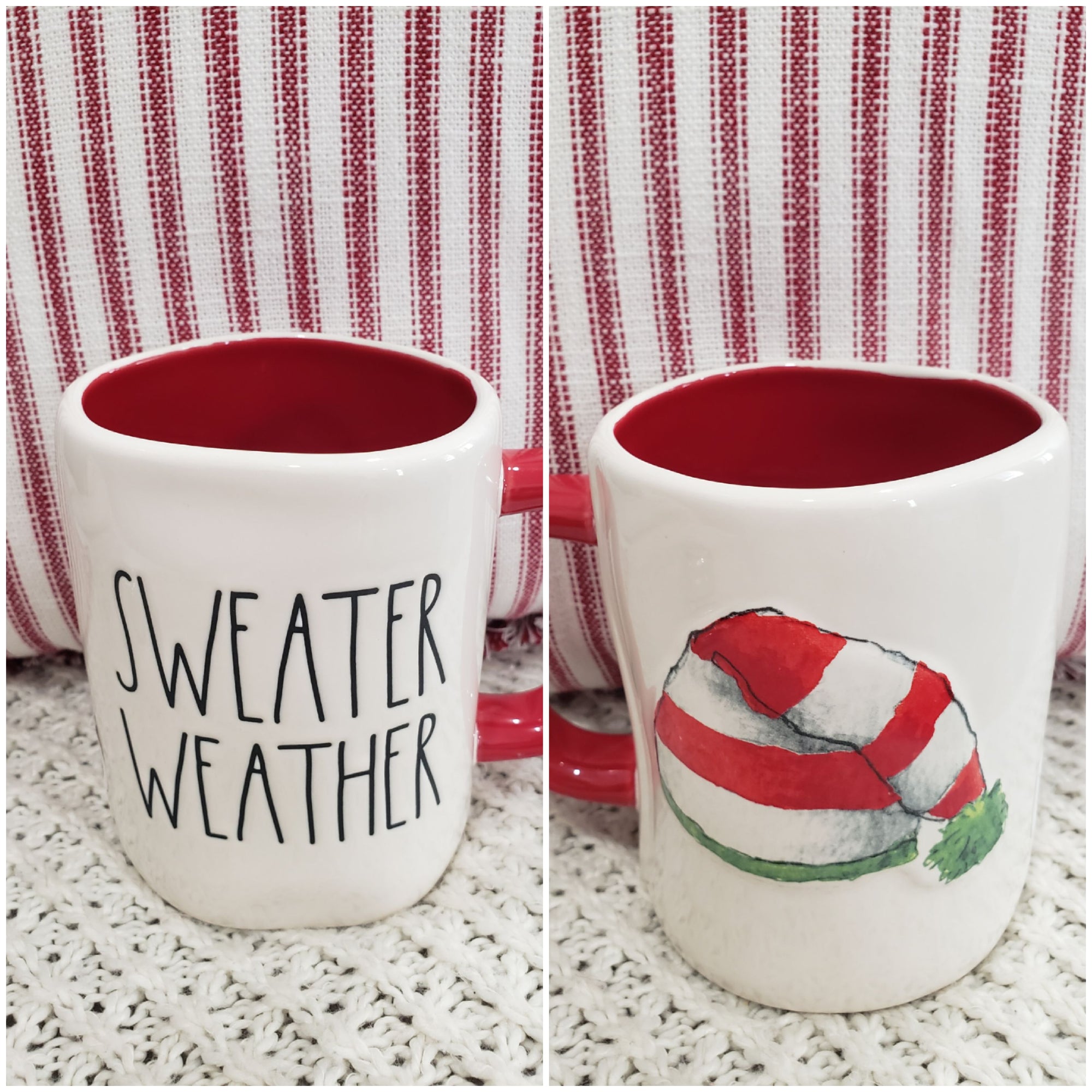 Rae Dunn "Sweater Weather" Hat Double Sided Mug Winter Collection