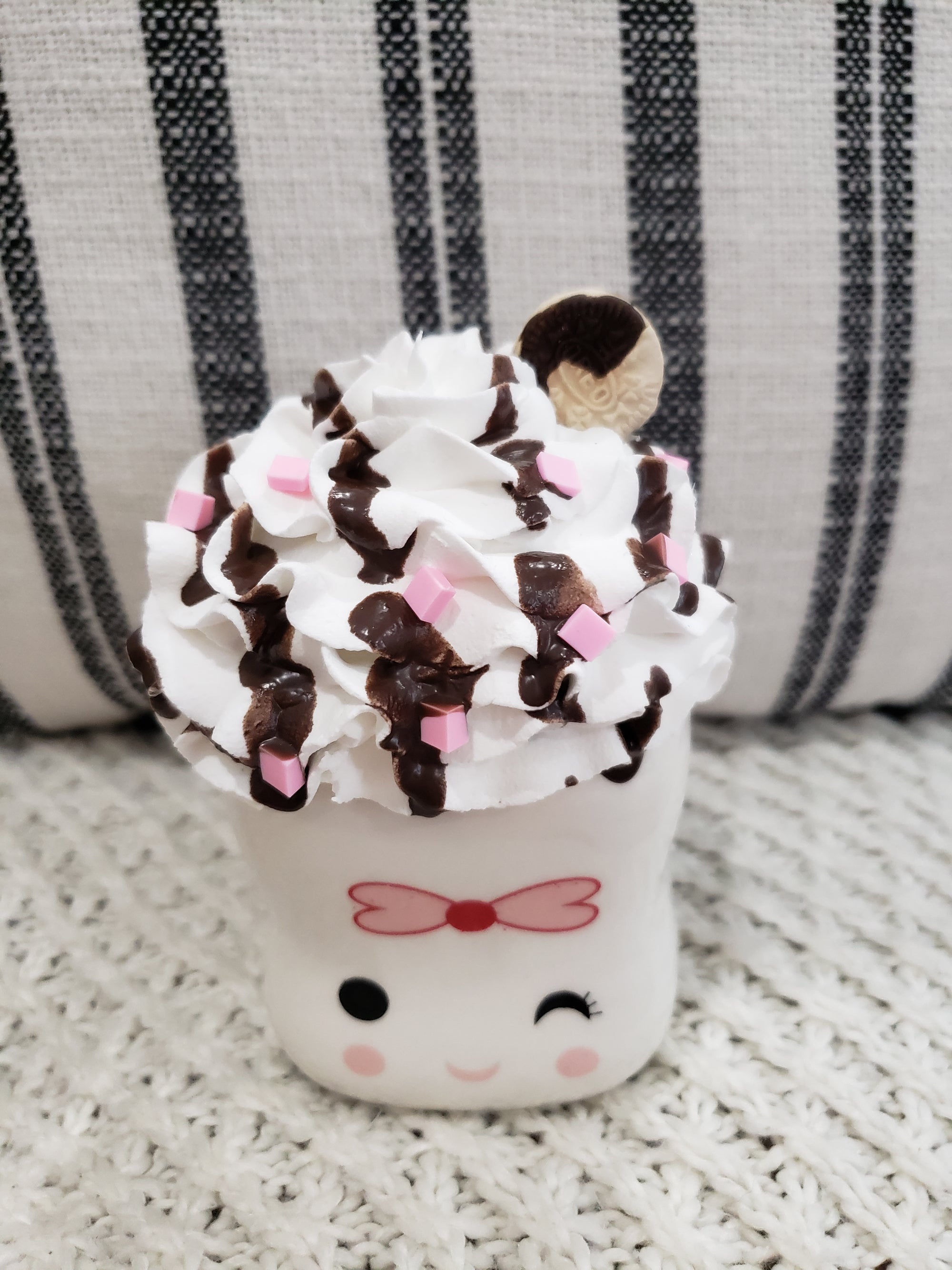 Pip Posh Design Faux Sweet Décor Mini Marshmallow Girl Wink Mug & Whipped Cookie Topper Collection